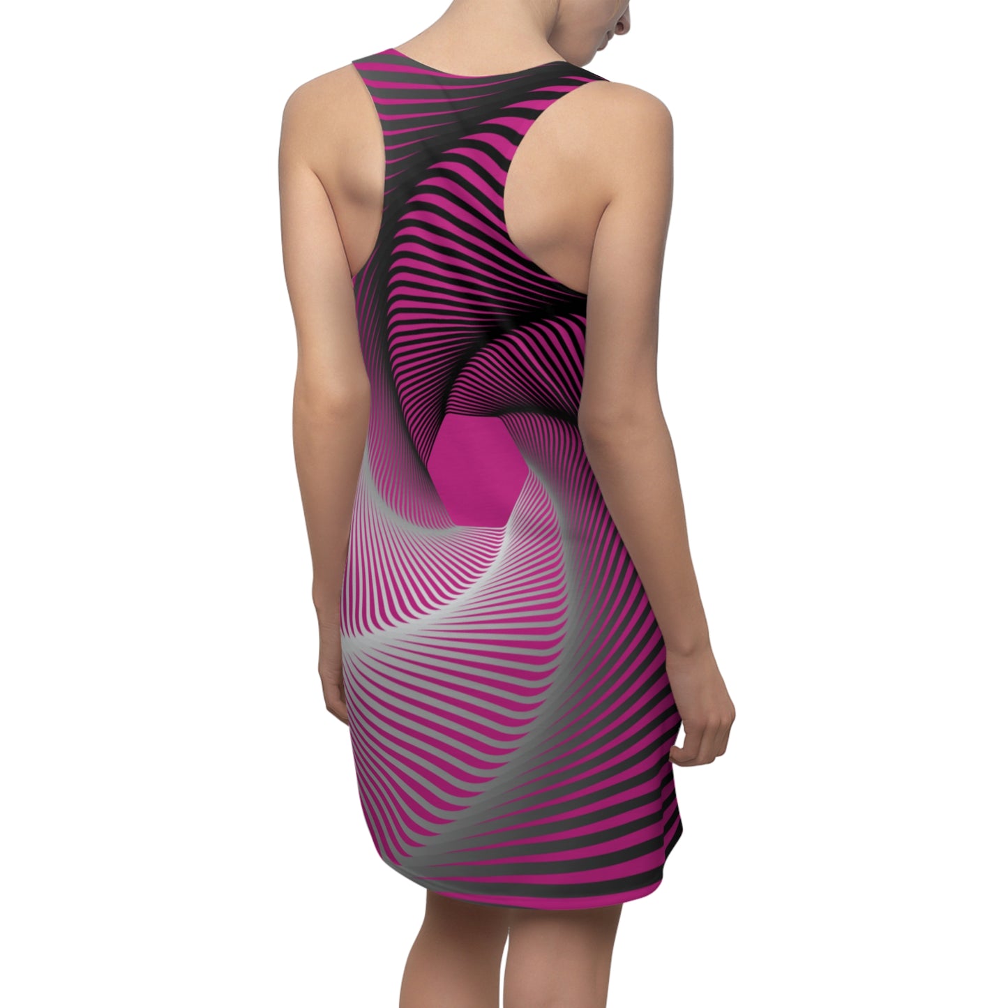 Schwarz Weiß Spirale Racerback Kleid – Stilvolles Sommerkleid pink