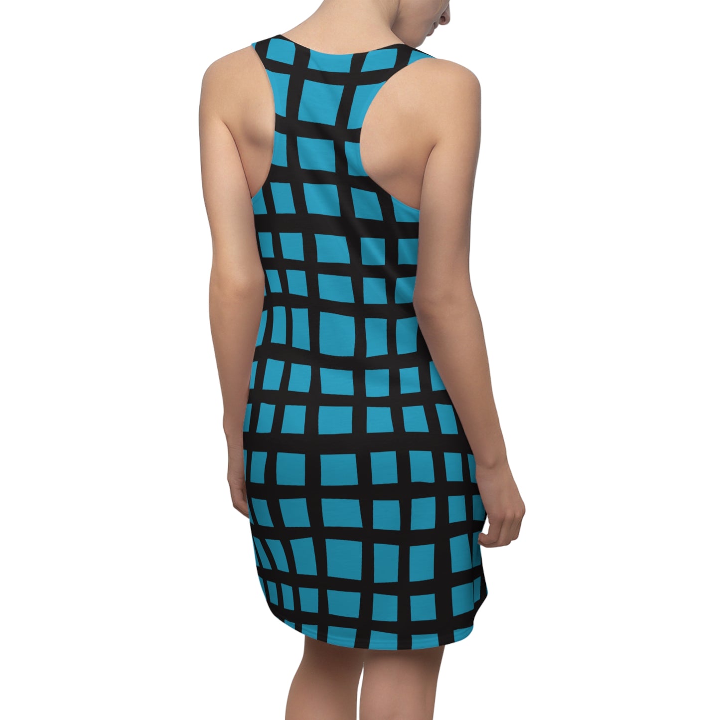 Türkis Grid Racerback Kleid – Moderner Sommerlook