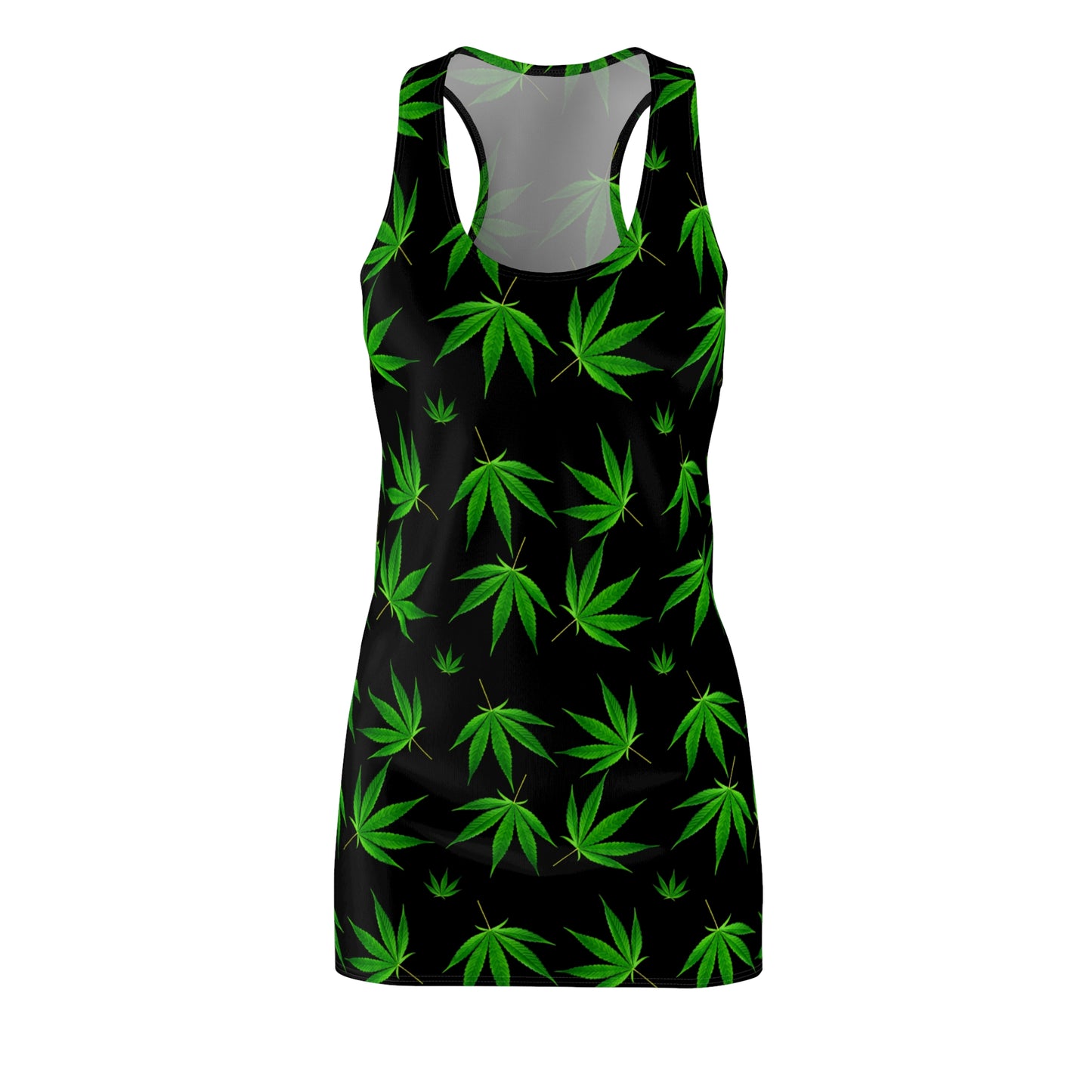 Damen Racerback Kleid mit Cannabis Blättern – Sommer Freizeitkleid