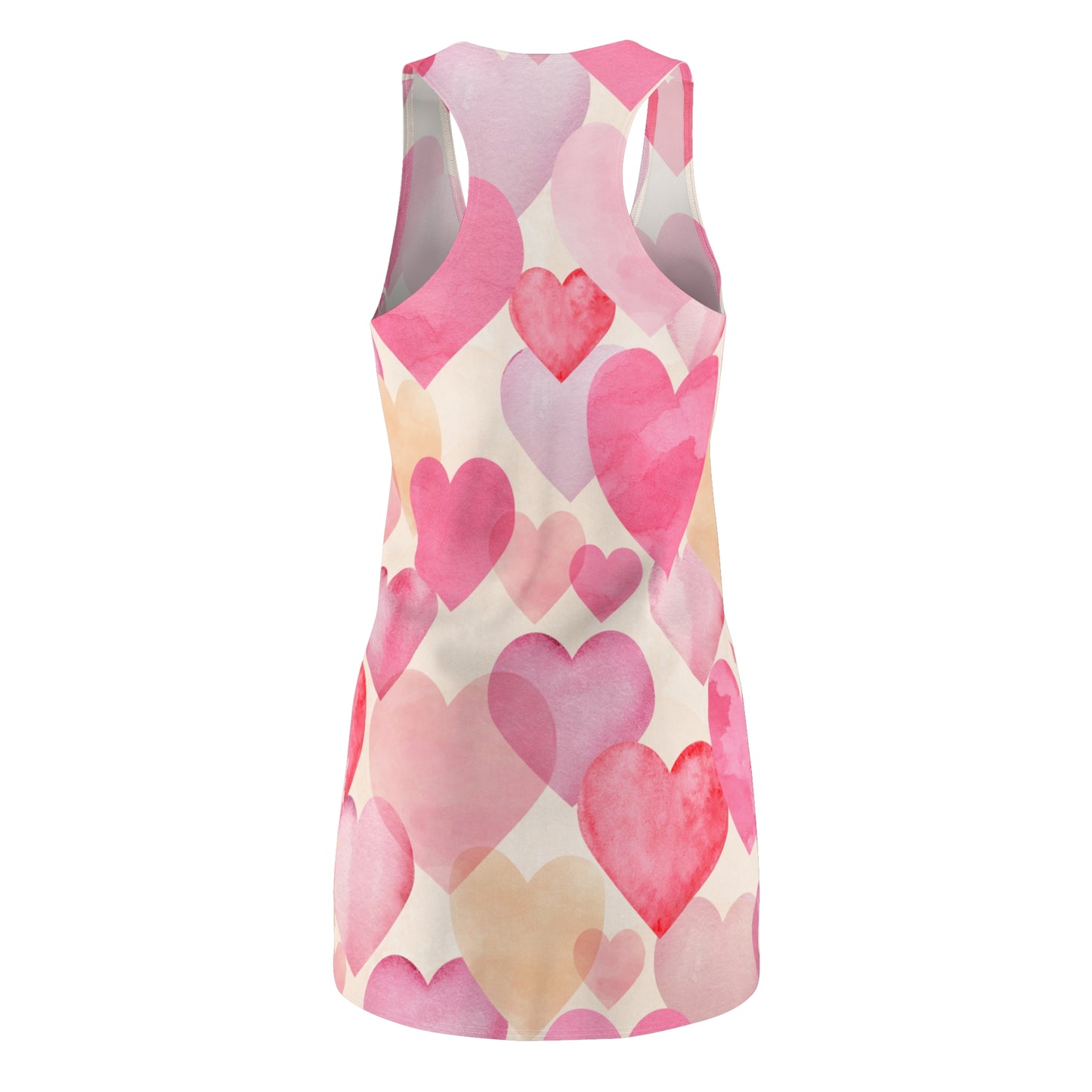 Damen Kleid Aquarell Herz Racerback Sommer Casual Romantisch