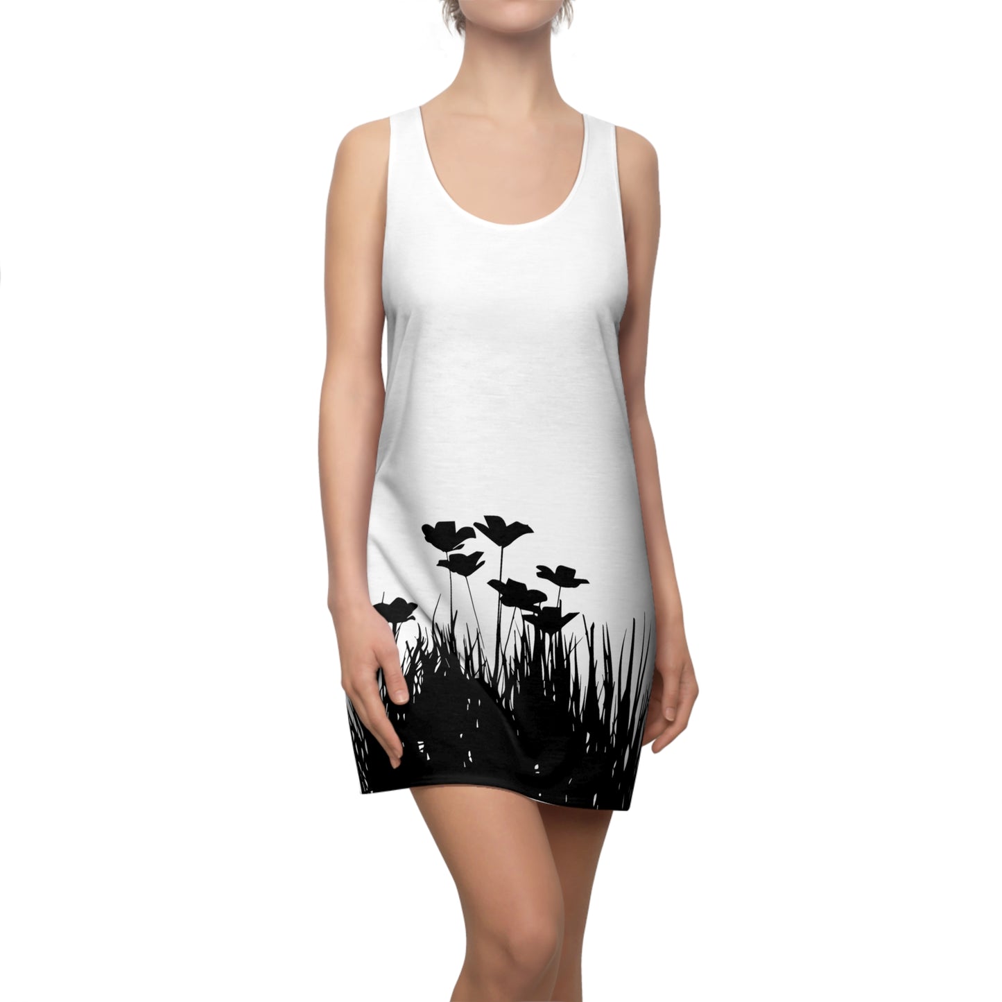 Racerback Damenkleid – Botanisches Sommerkleid, Ärmelloses Freizeitkleid
