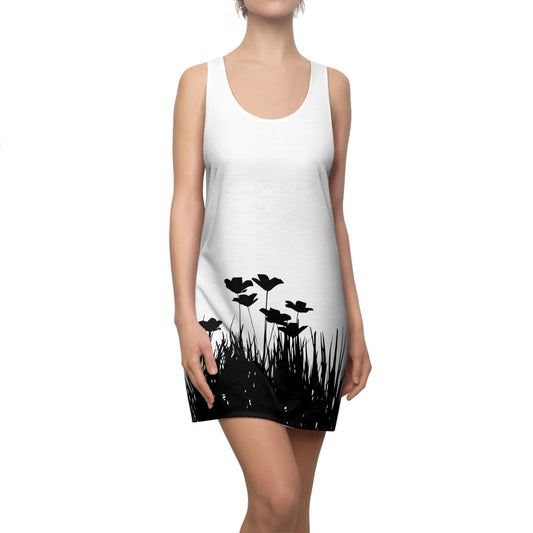 Racerback Damenkleid – Botanisches Sommerkleid, Ärmelloses Freizeitkleid