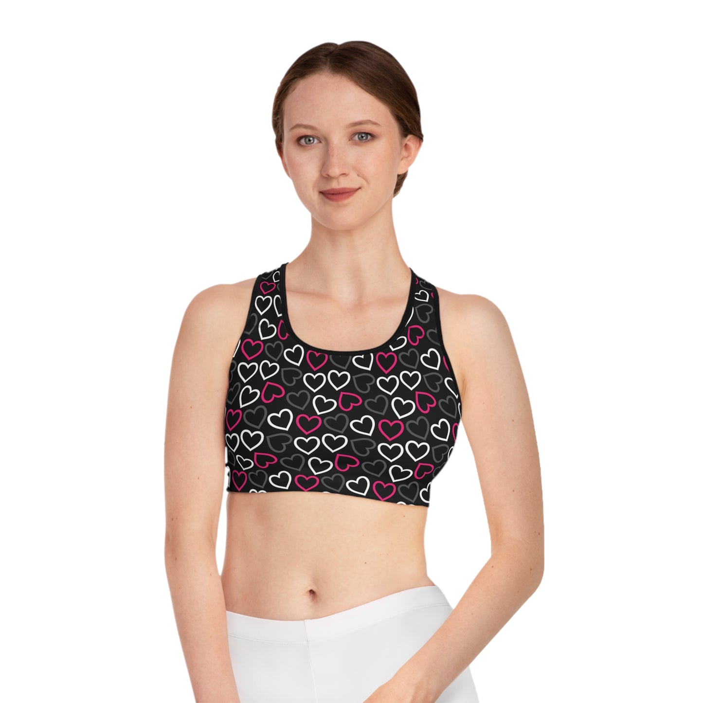 Damen Sport BH Herzmuster Atmungsaktiv Yoga Fitness Workout Top