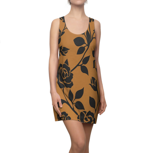 Rosen Racerback Kleid – Elegant Schwarz Braun Design