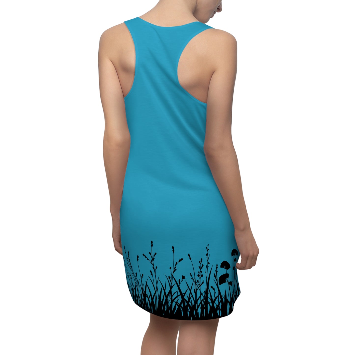 Türkis Floral Silhouette Racerback Kleid – Elegantes Sommerkleid