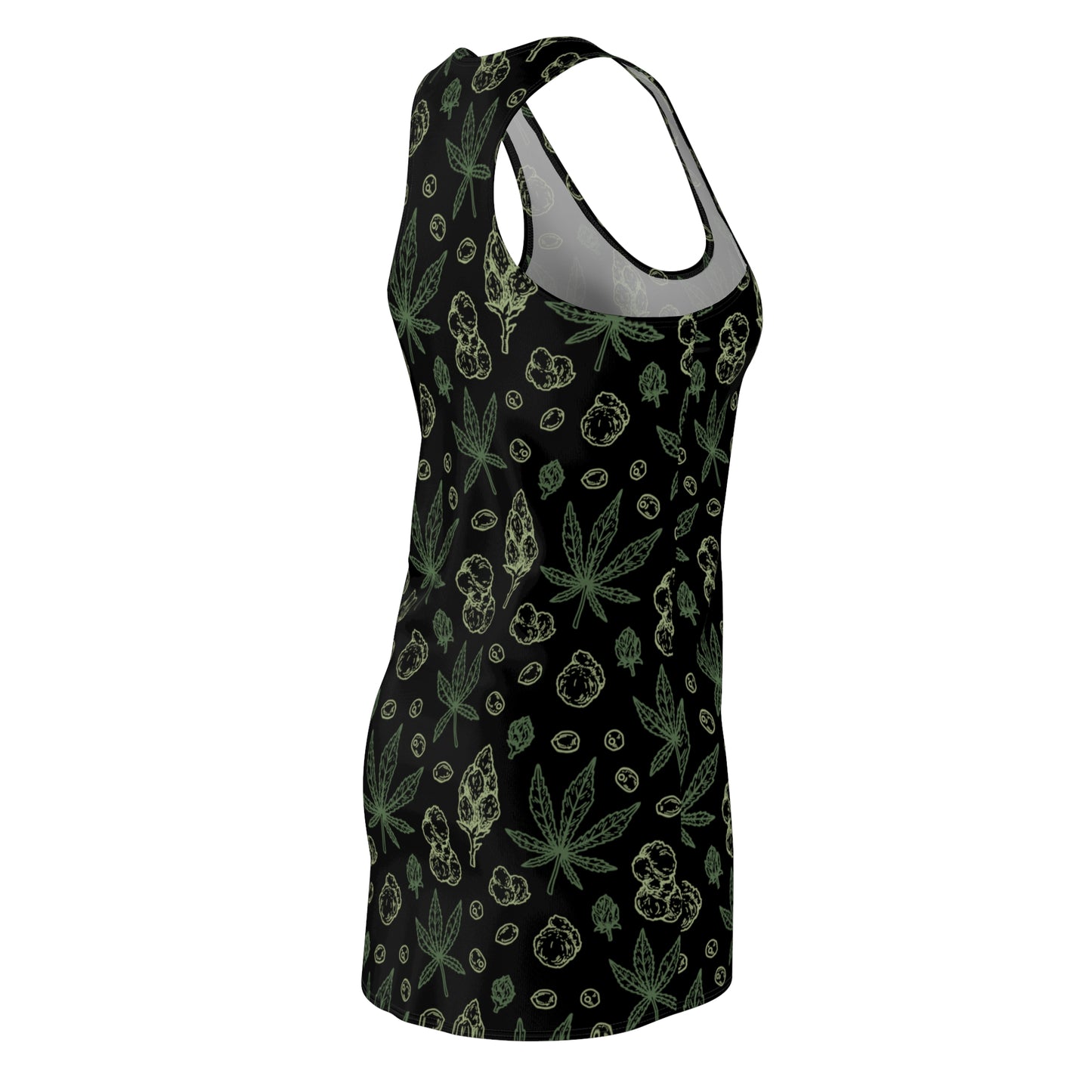 Damen Racerback Kleid mit Cannabis Blättern – Sommerkleid