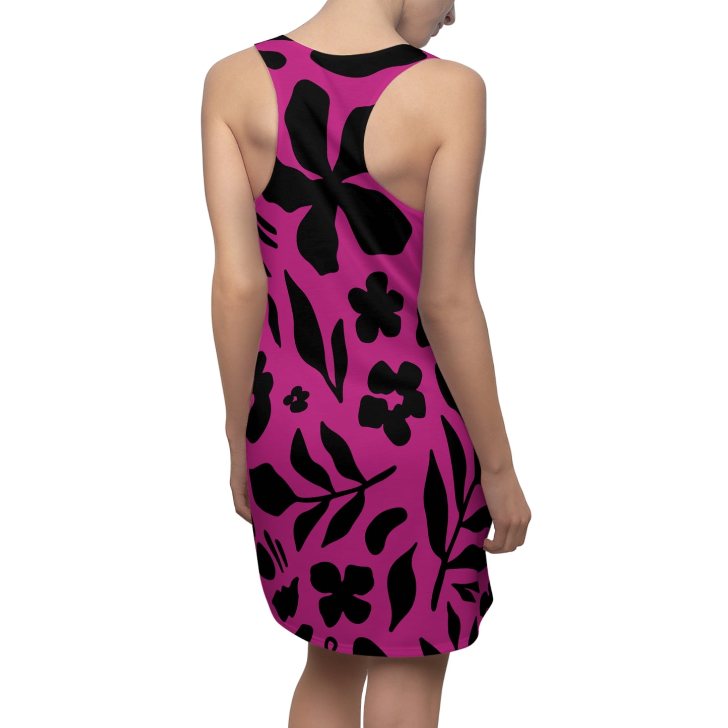 Schwarz Pink Floral Racerback Kleid – Sommer Damenmode