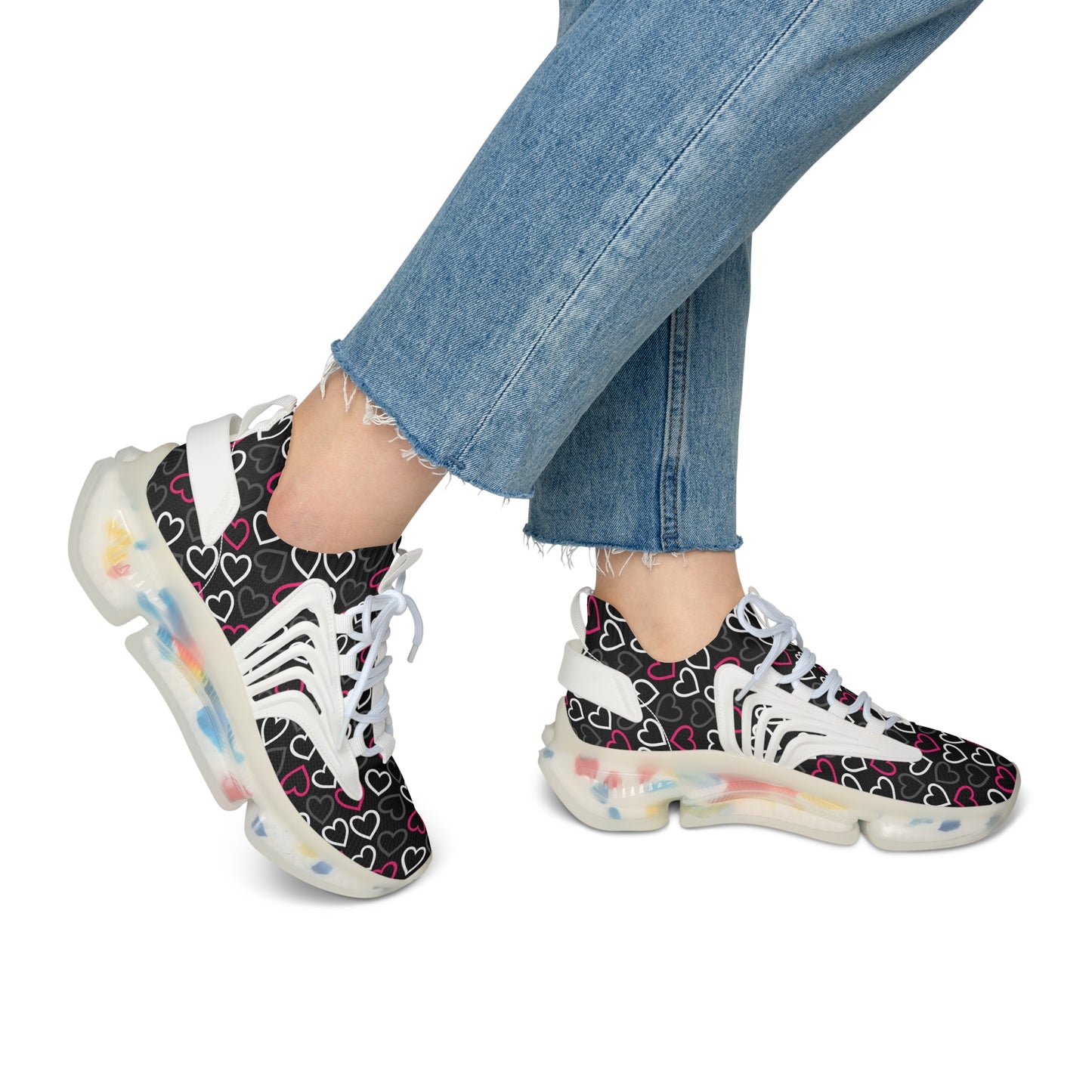 Damen Sneaker mit Herzmuster – Stylische Sportschuhe