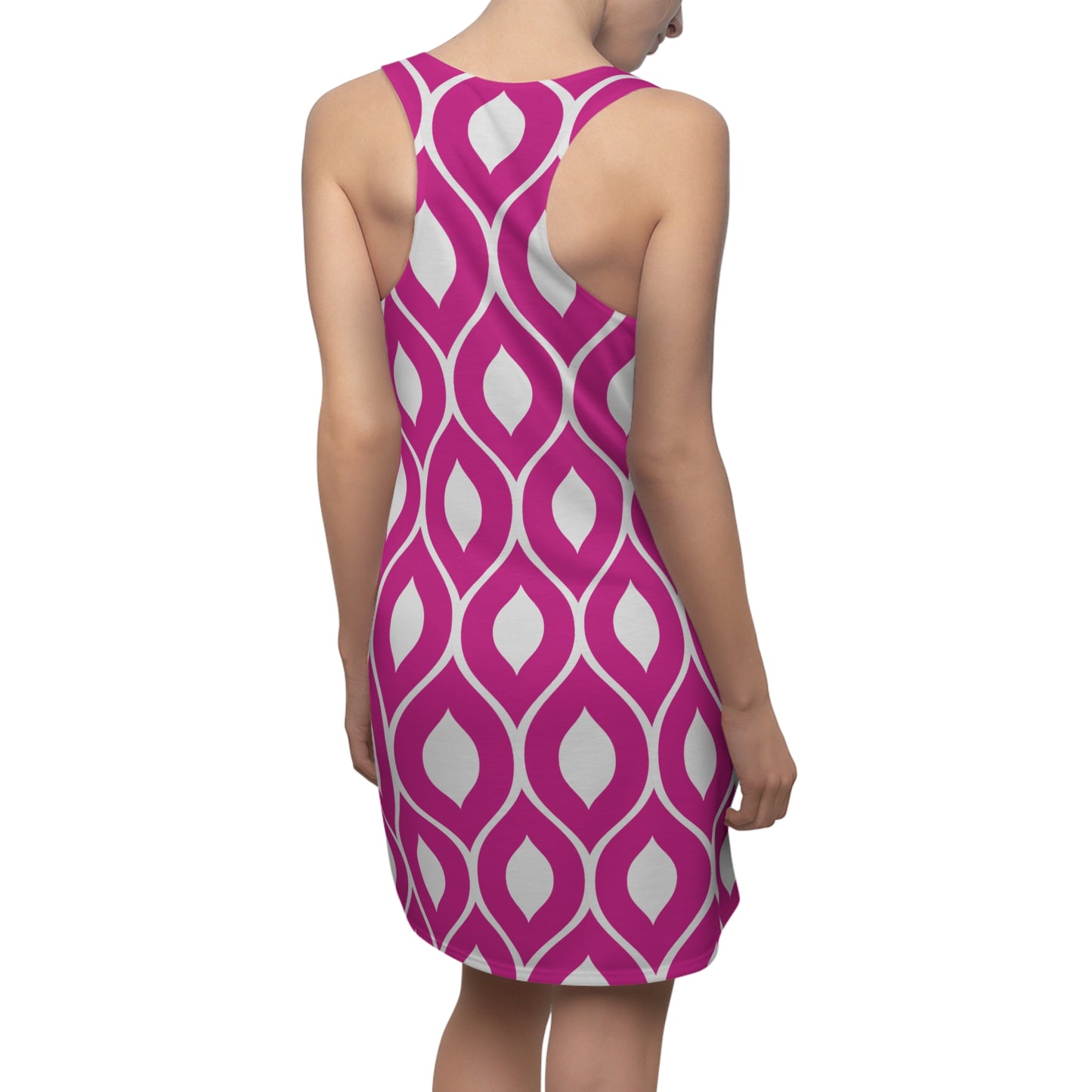 Pink Grau Geometrie Racerback Kleid – Stilvolles Sommerkleid