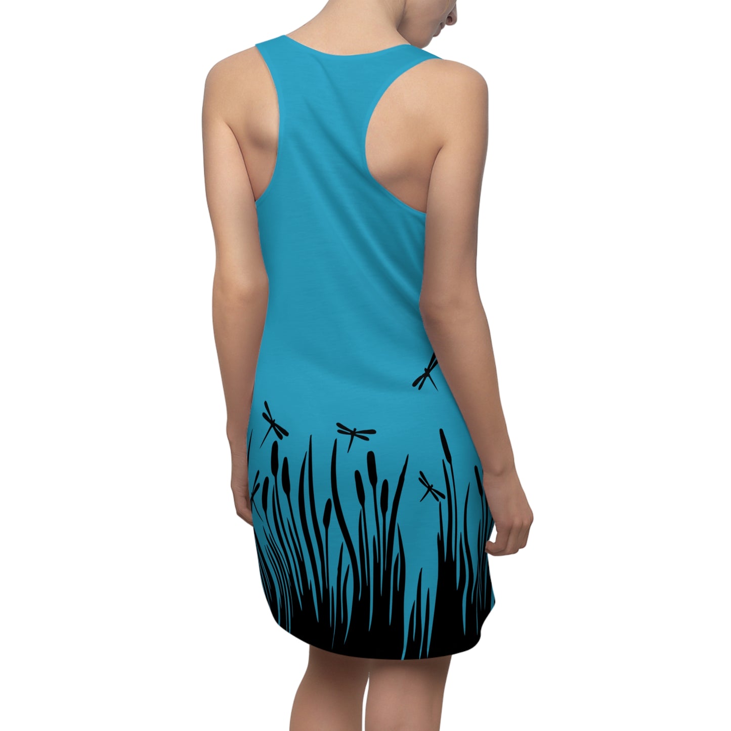 Türkises Damen Kleid Libellen Design Racerback Sommer Freizeit Party