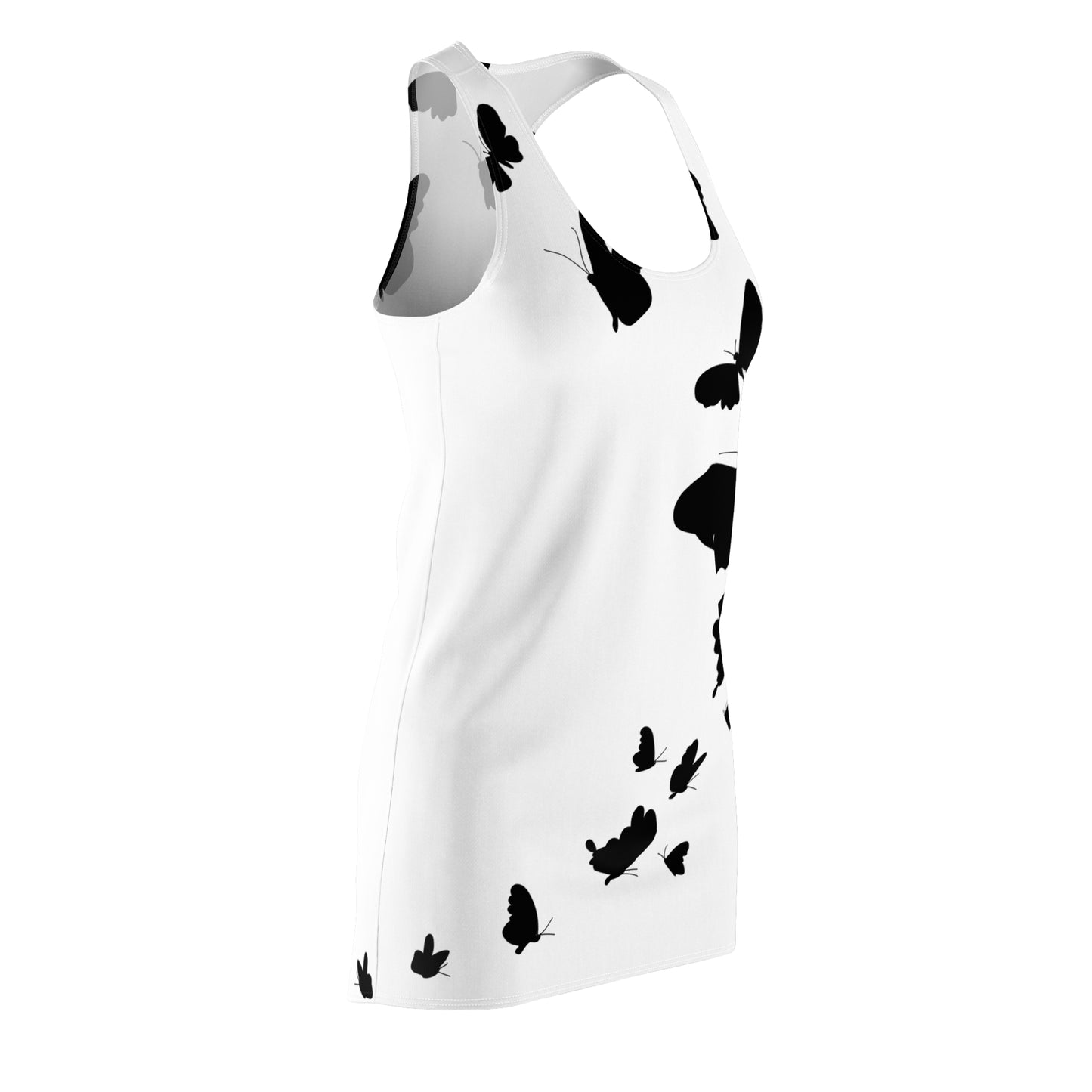Racerback Kleid mit Schmetterlingsmuster – Weißes Sommerkleid Leicht Casual