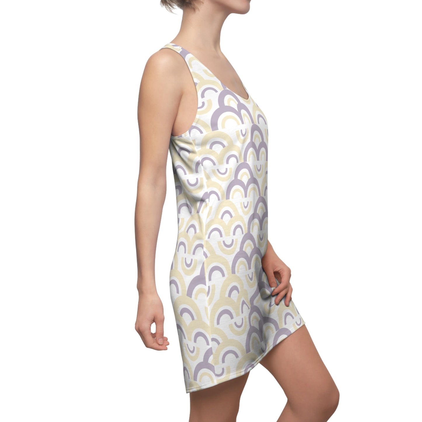 Damen Racerback Kleid Pastell Bogenmuster Bequemes Freizeitkleid