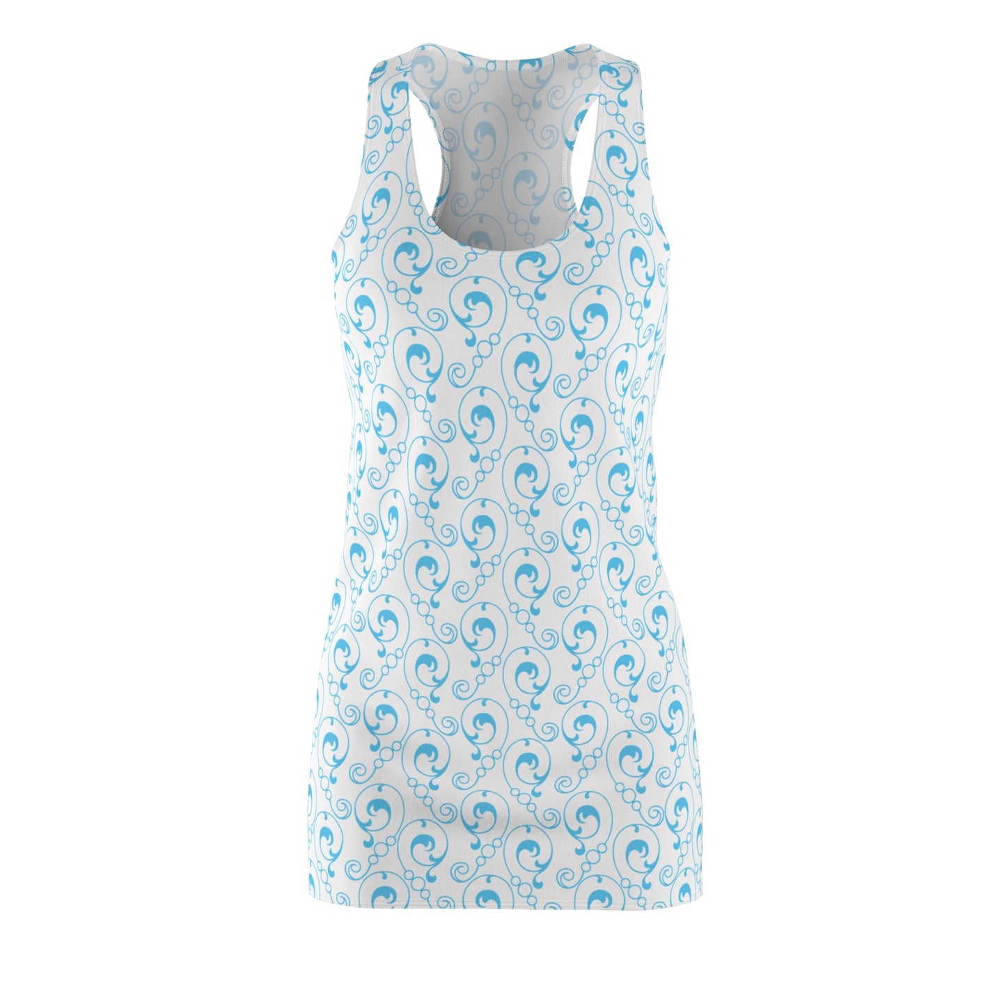 Aqua Swirl Racerback Kleid – Strandkleid mit Wirbelmuster
