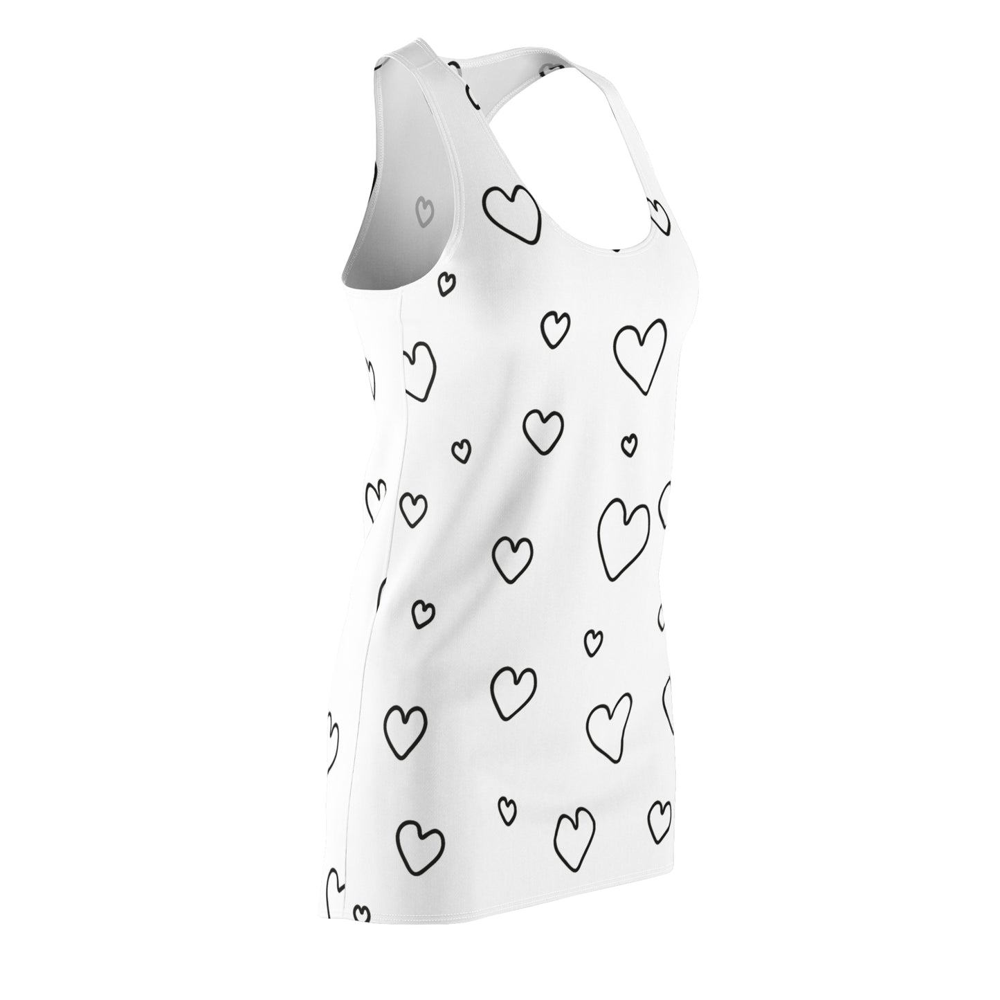 Racerback Kleid mit Herzmuster in Schwarz-Weiß – Heart Print, Cute