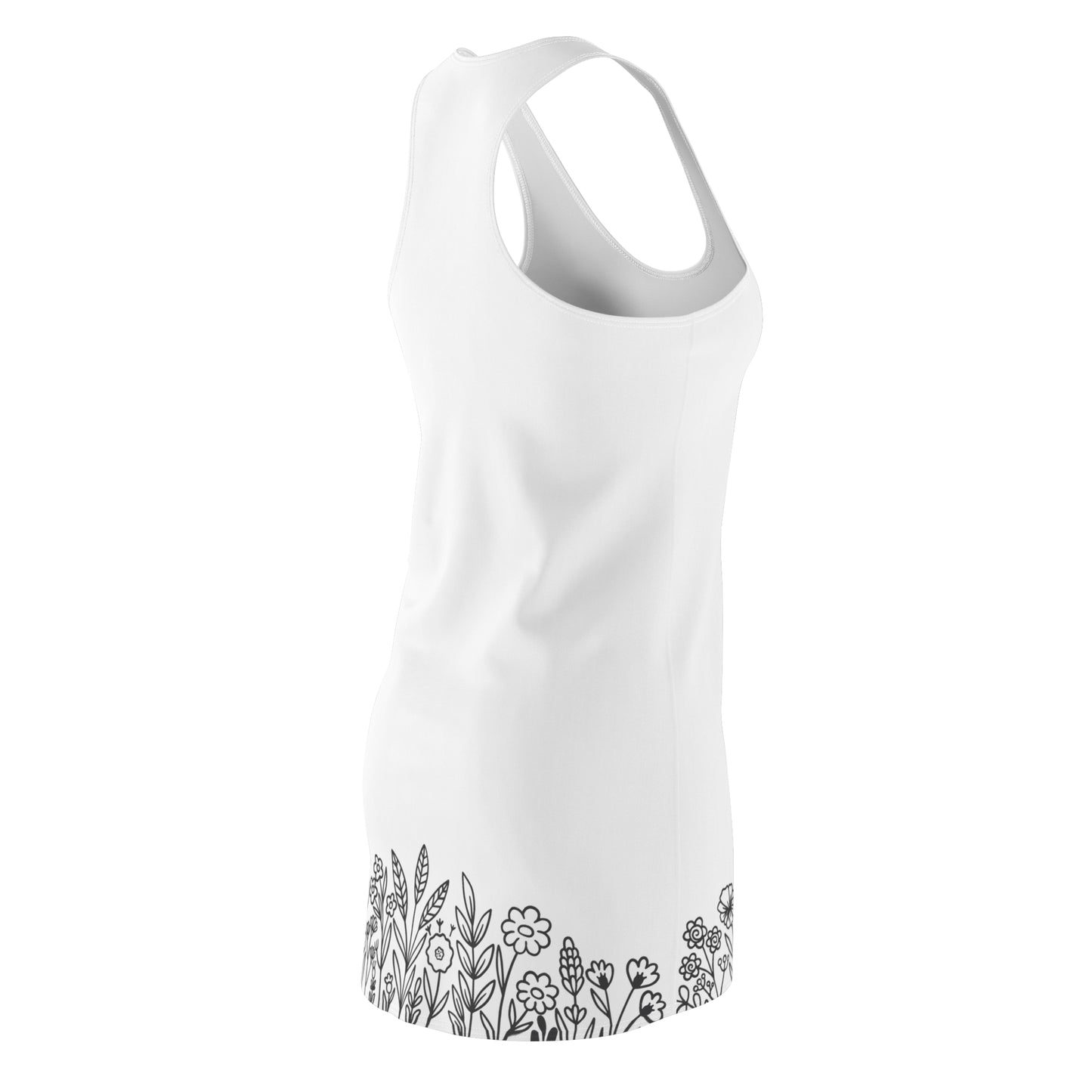 Racerback Kleid Damen Sommer | Ärmelloses Freizeitkleid mit Blumenillustration | Strandkleid & Casual Outfit