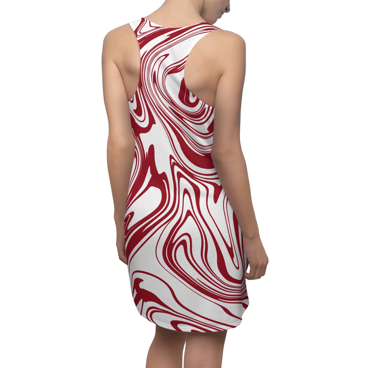 Abstrakt Racerback Kleid – Rot Weiß Sommerkleid