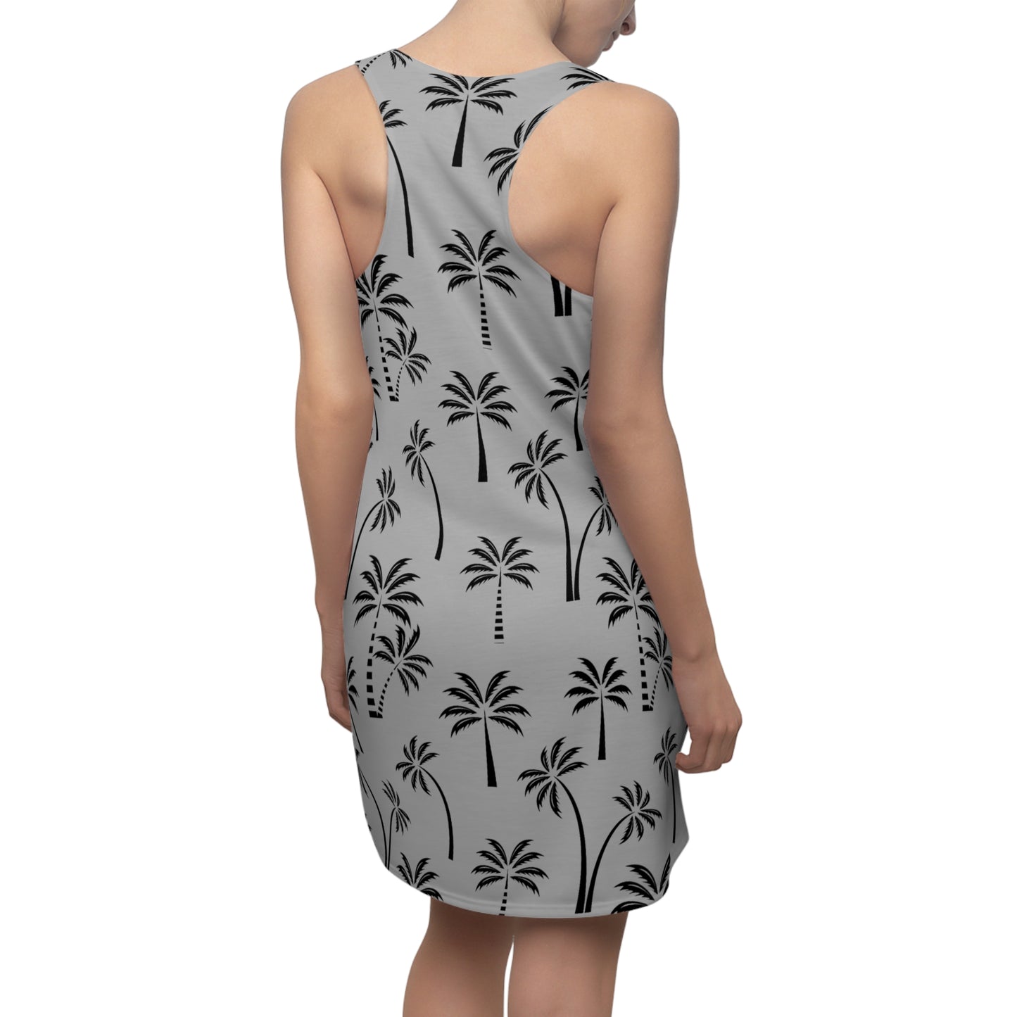 Grau Palmen Racerback Kleid – Leichtes Sommerkleid