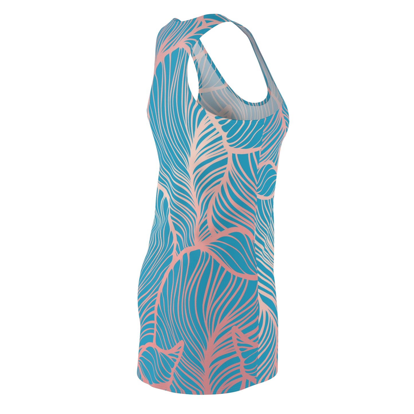 Rosa Türkis Floral Racerback Kleid – Elegantes Sommerkleid