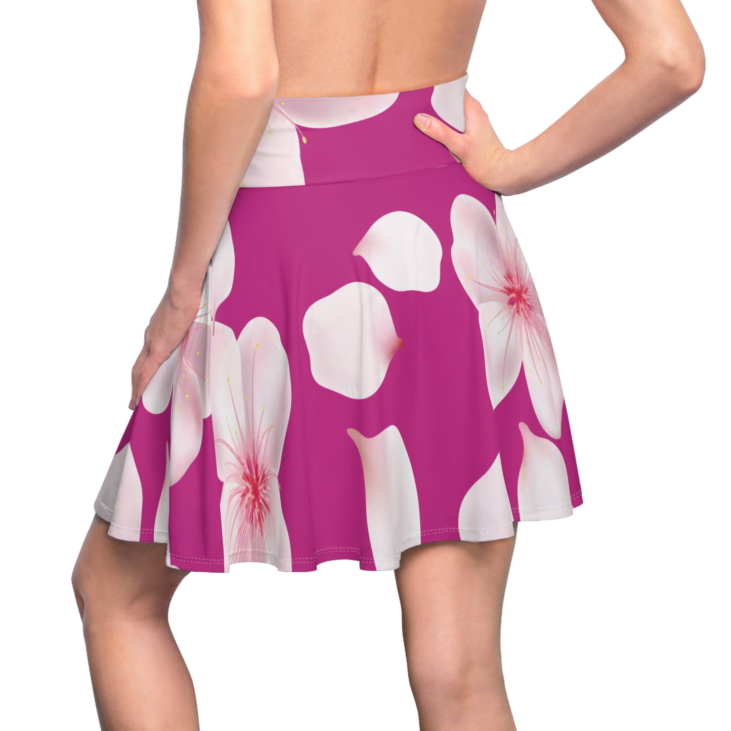 Pinker Damen Rock Blütenmuster Skater Elegant Sommer Casual