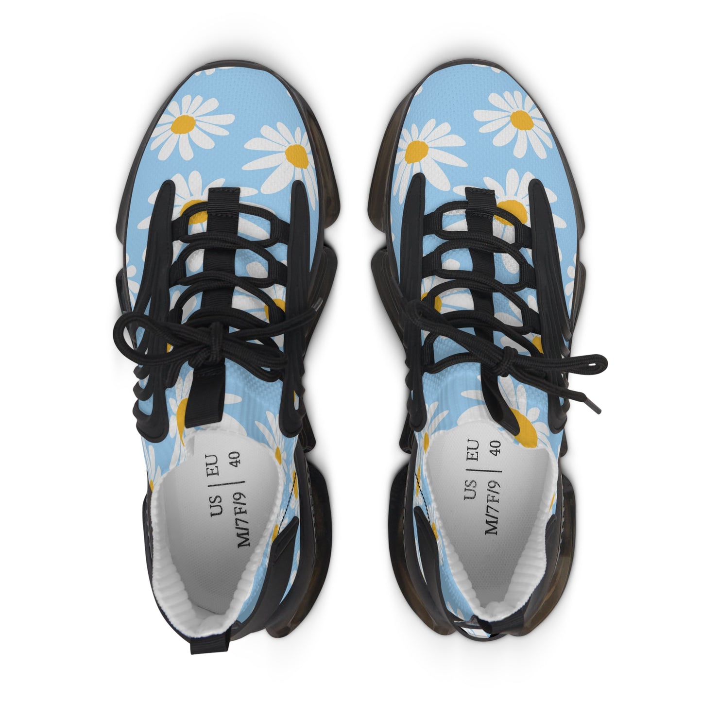 Blaue Damen Sneaker mit Blumenmuster – Stylische Sportschuhe