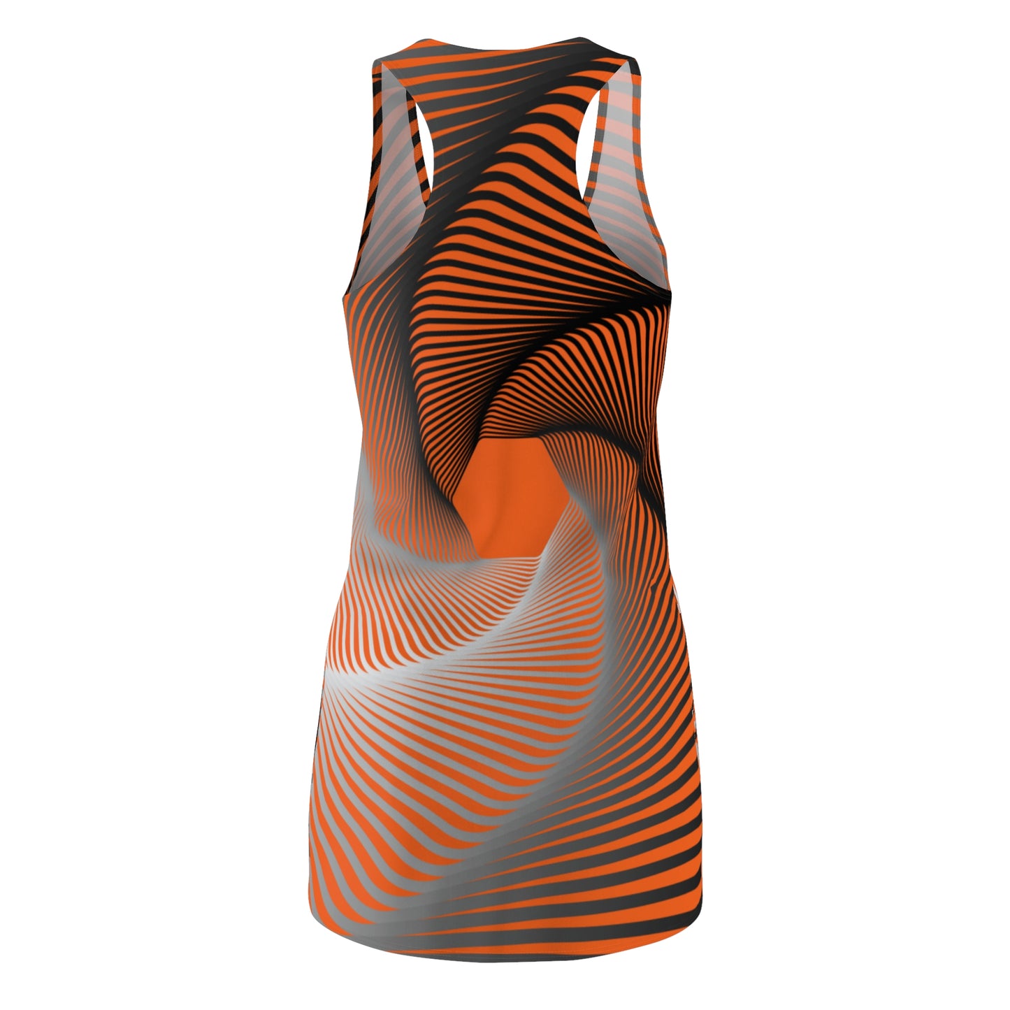 Schwarz Orange Spirale Racerback Kleid – Stilvolles Sommerkleid