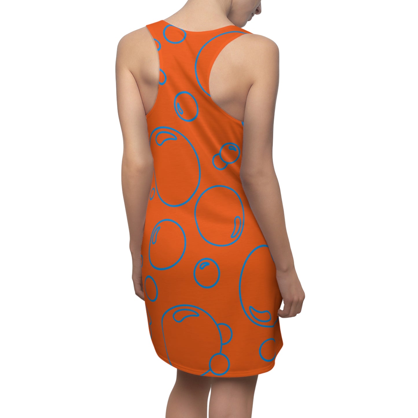 Bubble Print Racerback Kleid – Orange Blau Sommerkleid