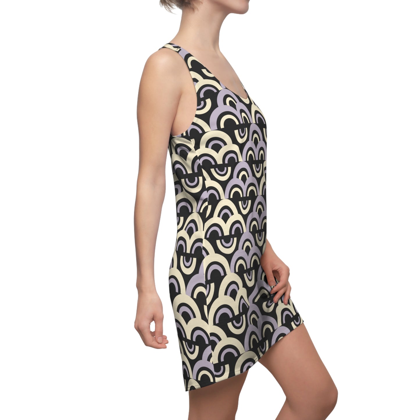 Damen Racerback Kleid Pastell Bogenmuster Bequemes Freizeitkleid