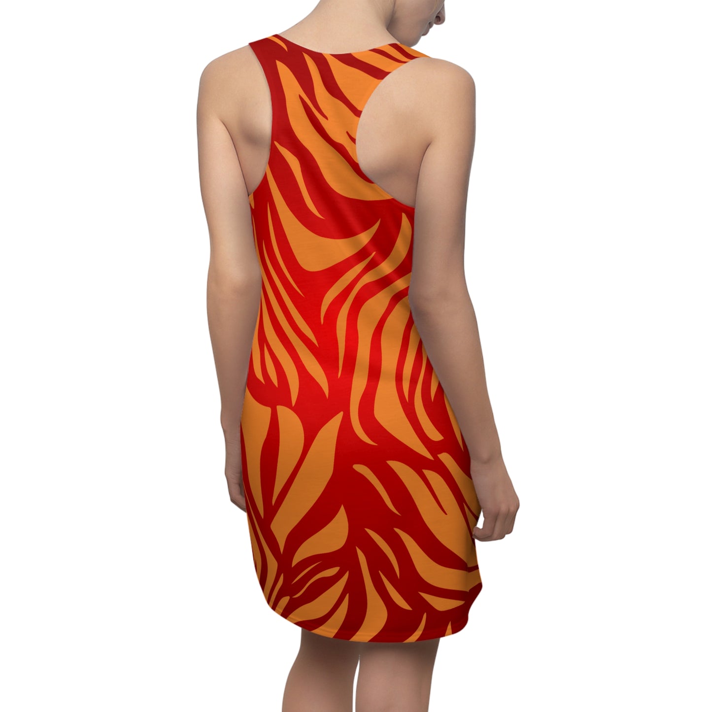 Zebra Print Racerback Kleid – Rot Orange Sommerkleid