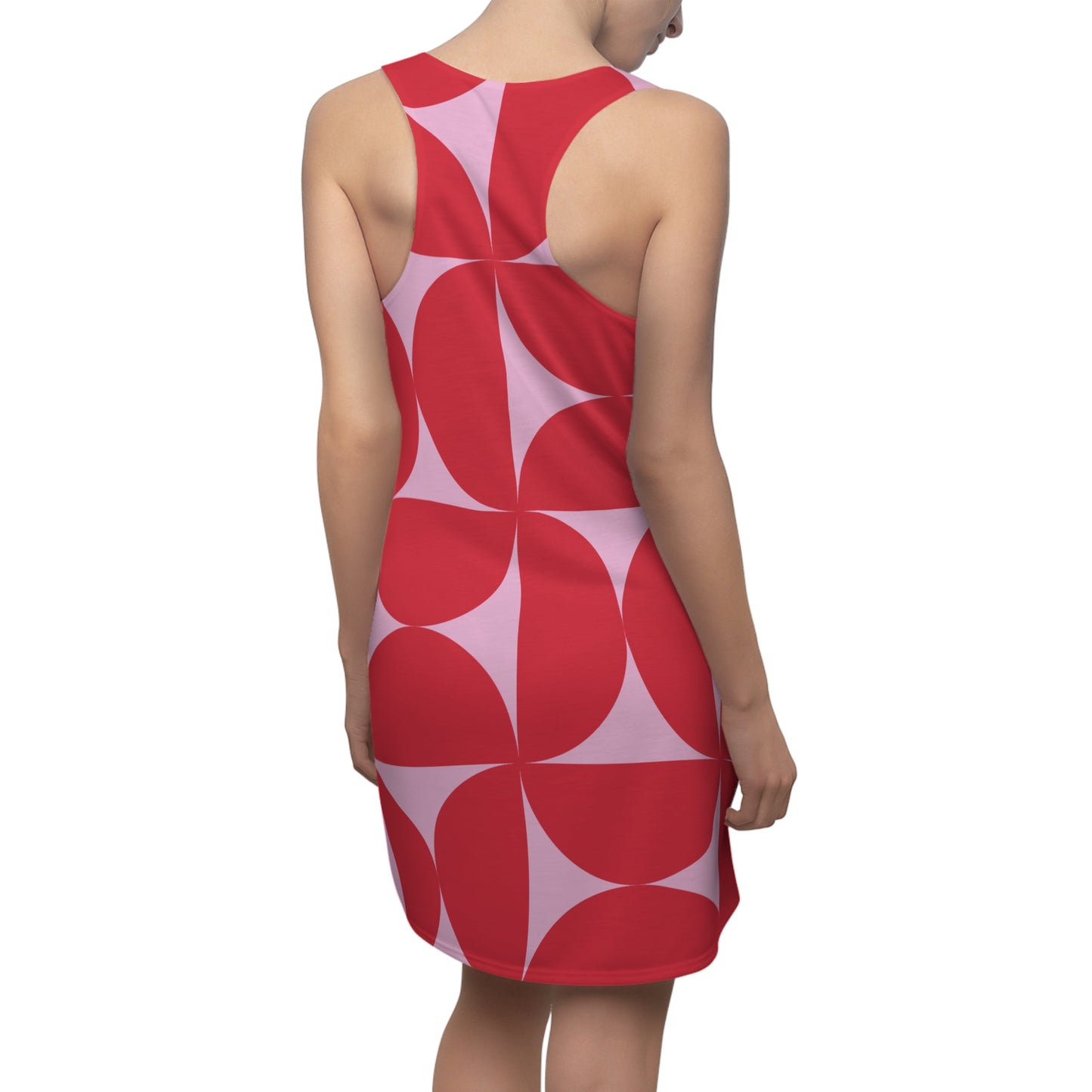 Rot Pink Geometrie Racerback Kleid – Modernes Sommerkleid