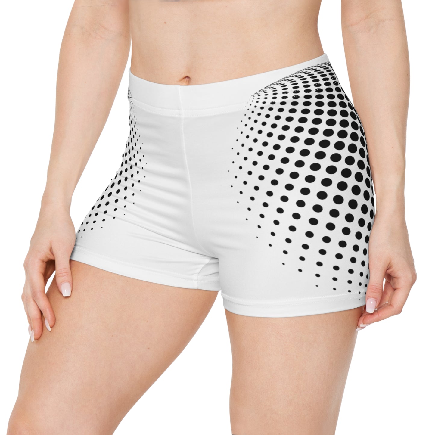 Damen Shorts Schwarz Weiss Punkte Figurbetont Activewear Sommer