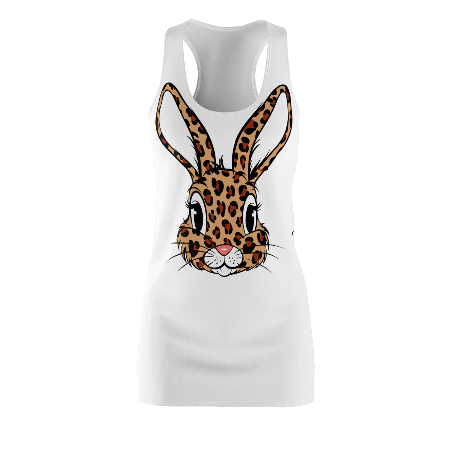 Leoparden Hase Racerback Kleid – Tierisch Weiß