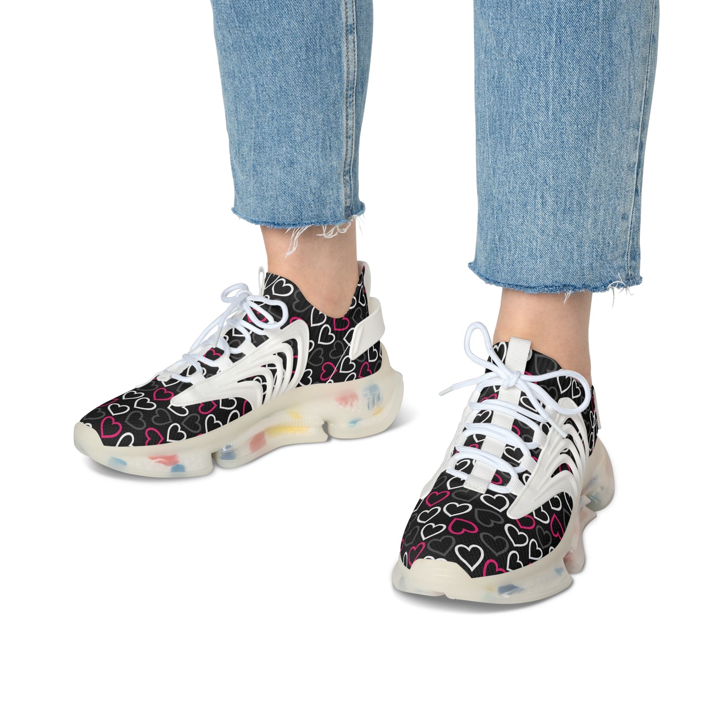 Damen Sneaker mit Herzmuster – Stylische Sportschuhe