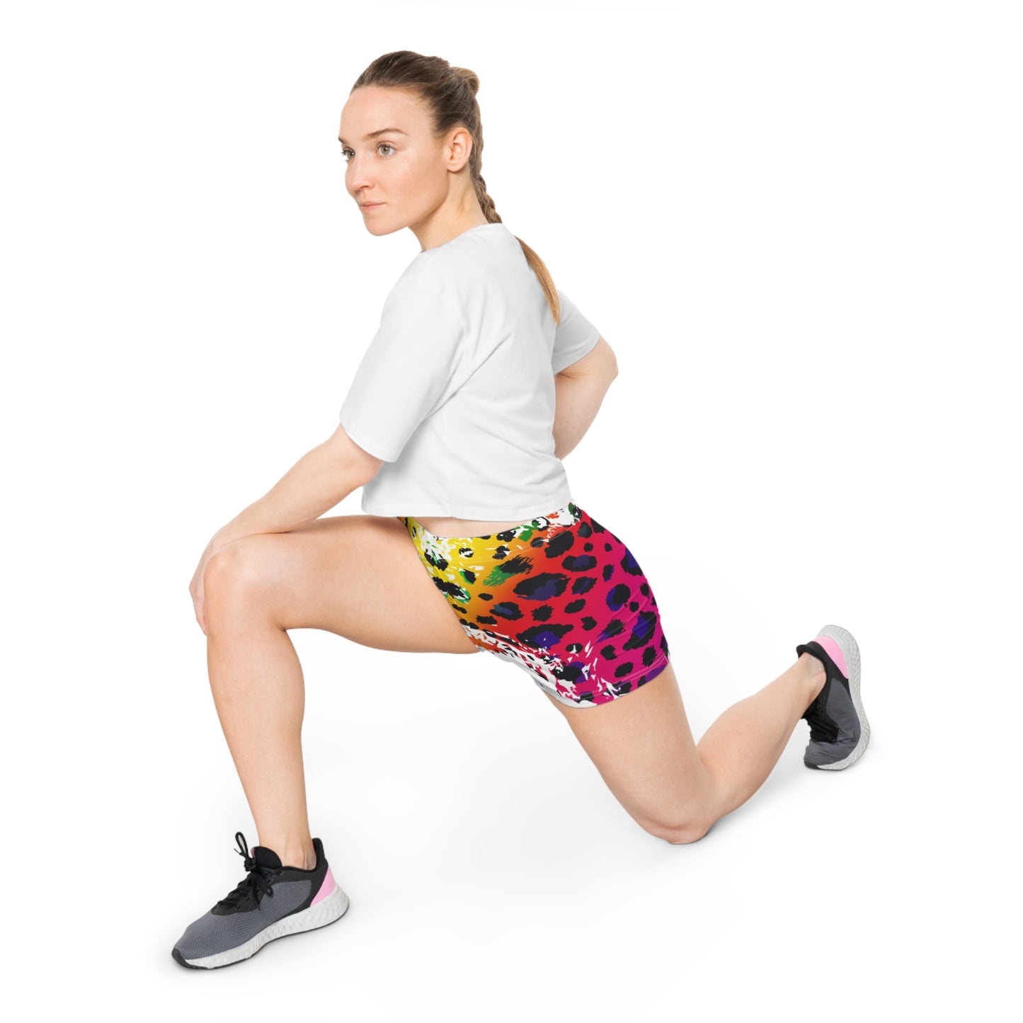 Damen Shorts Leoparden Print Trendy Activewear Fitness Yoga