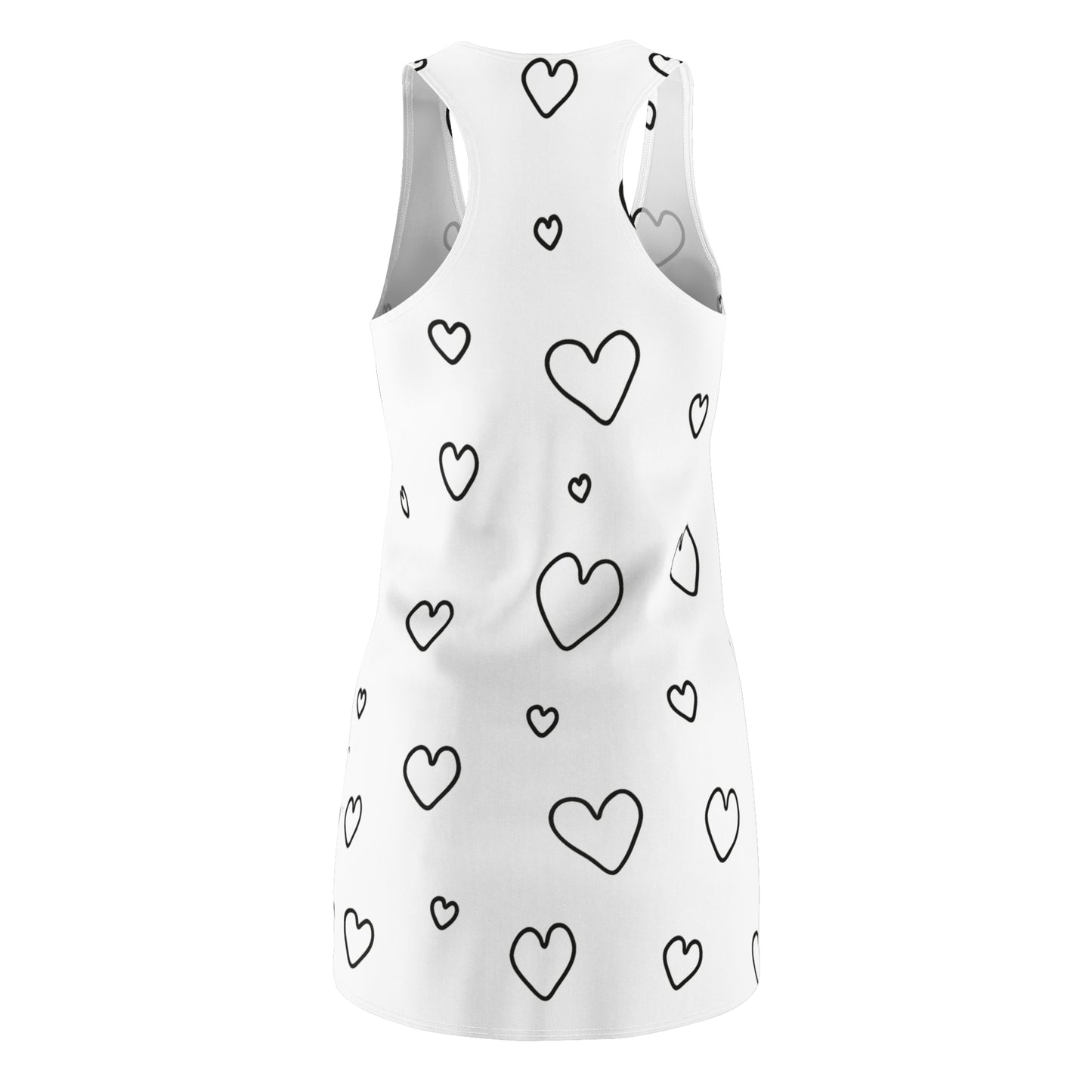 Racerback Kleid mit Herzmuster in Schwarz-Weiß – Heart Print, Cute