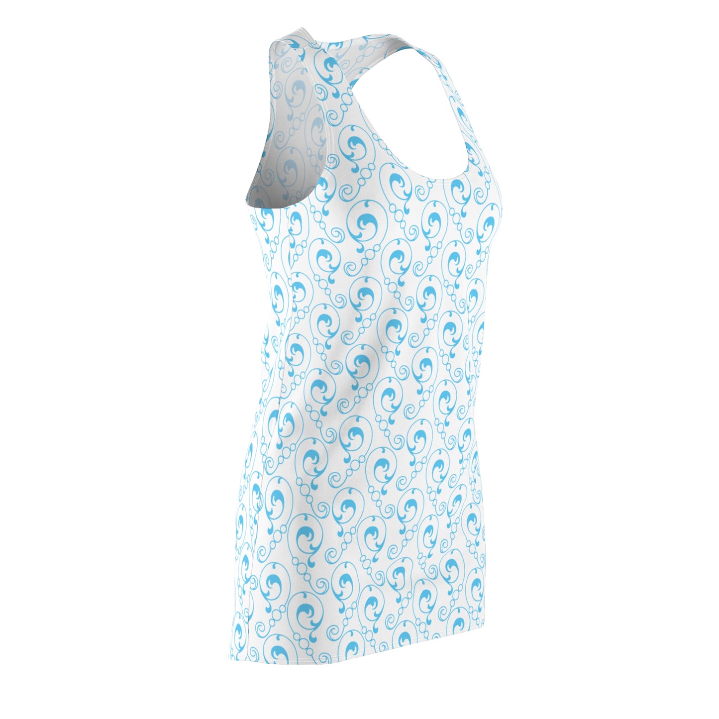 Aqua Swirl Racerback Kleid – Strandkleid mit Wirbelmuster