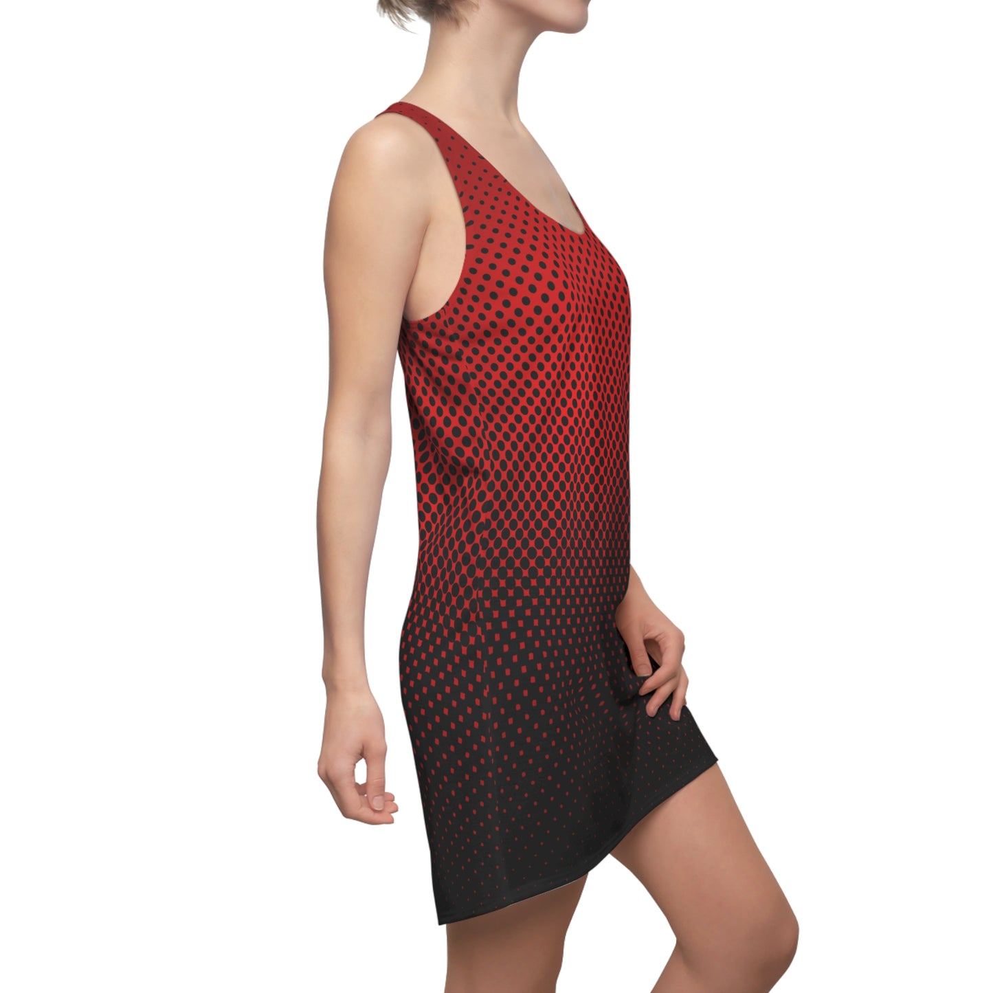 Racerback Damen Kleid Rot Modernes Muster Ärmellos Sommerlook