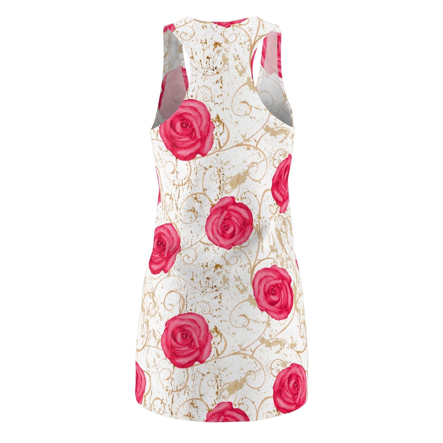 Rosen Racerback Kleid – Weiß Pink Gold Sommerkleid