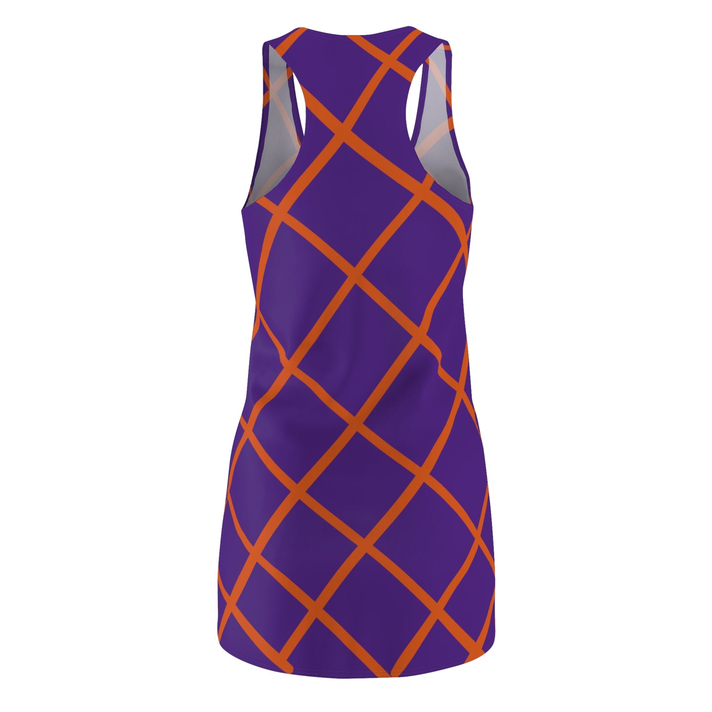 Lila Orange Karo Racerback Kleid – Elegantes Sommerkleid