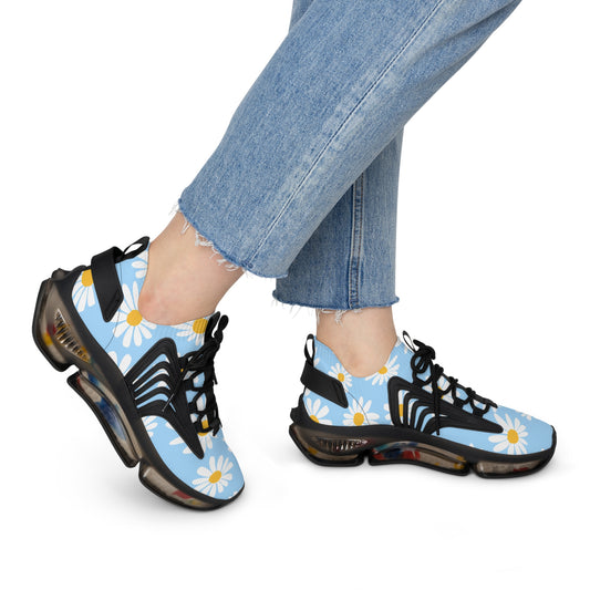Blaue Damen Sneaker mit Blumenmuster – Stylische Sportschuhe