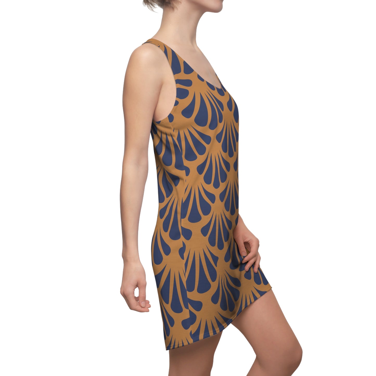 Braunes Damen Kleid Nautik Racerback Sommer Strand Casual