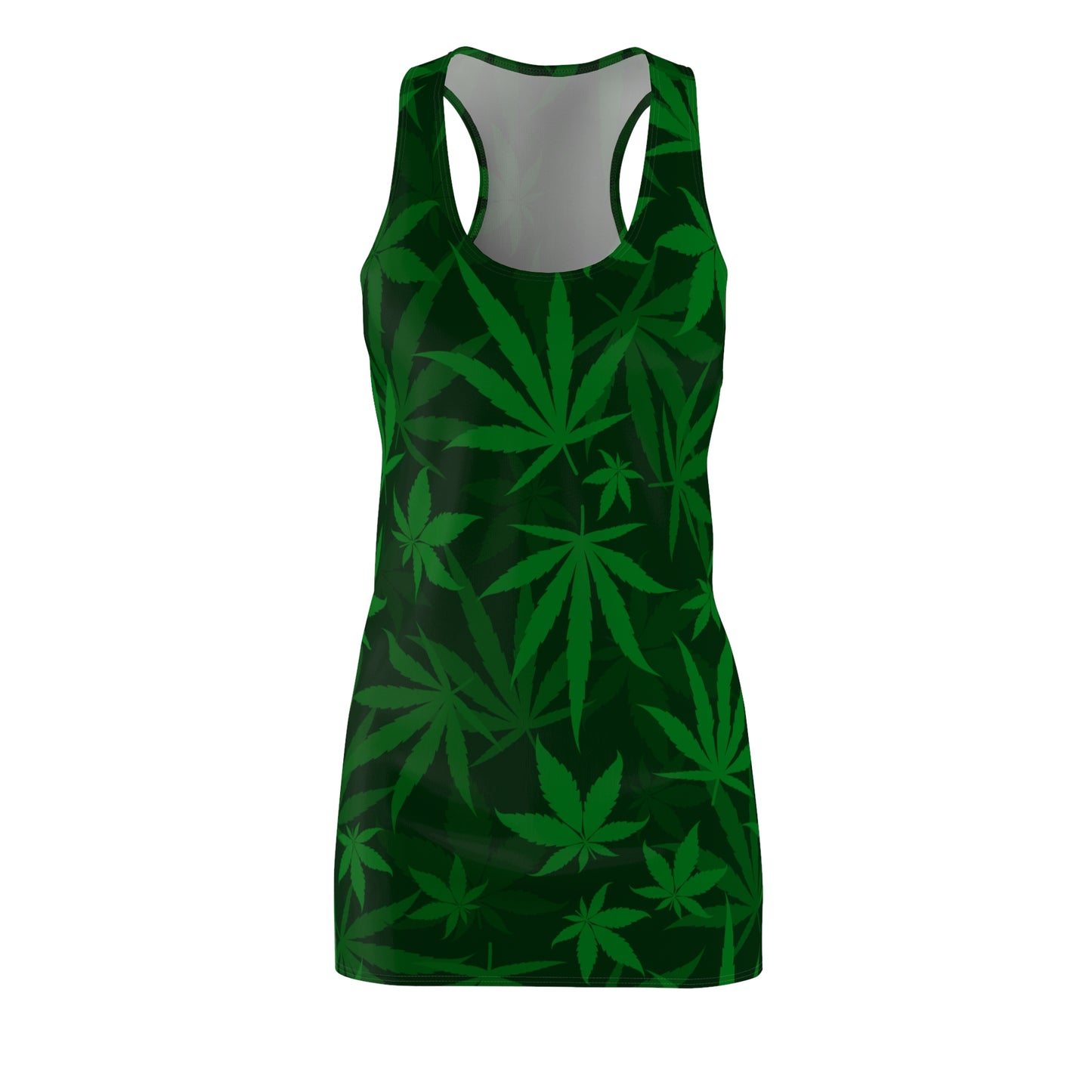 Damen Kleid Cannabis Blatt Grün Racerback Sommer Festival