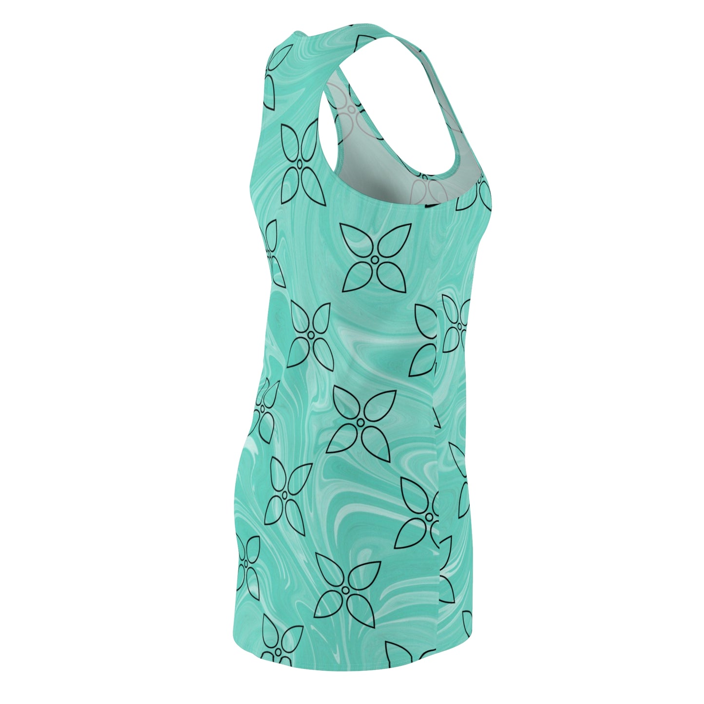 Türkis Blumen Racerback Kleid – Leicht & Stilvoll