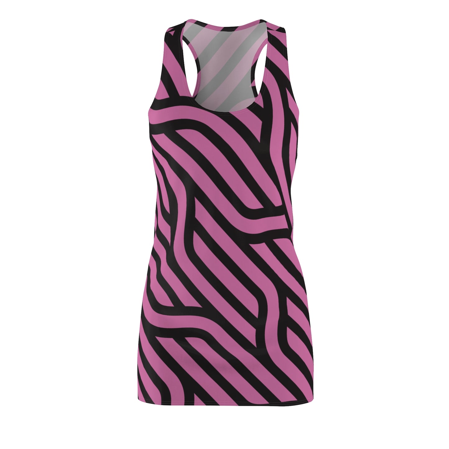 Schwarz Rosa Streifen Racerback Kleid – Modernes Sommerkleid