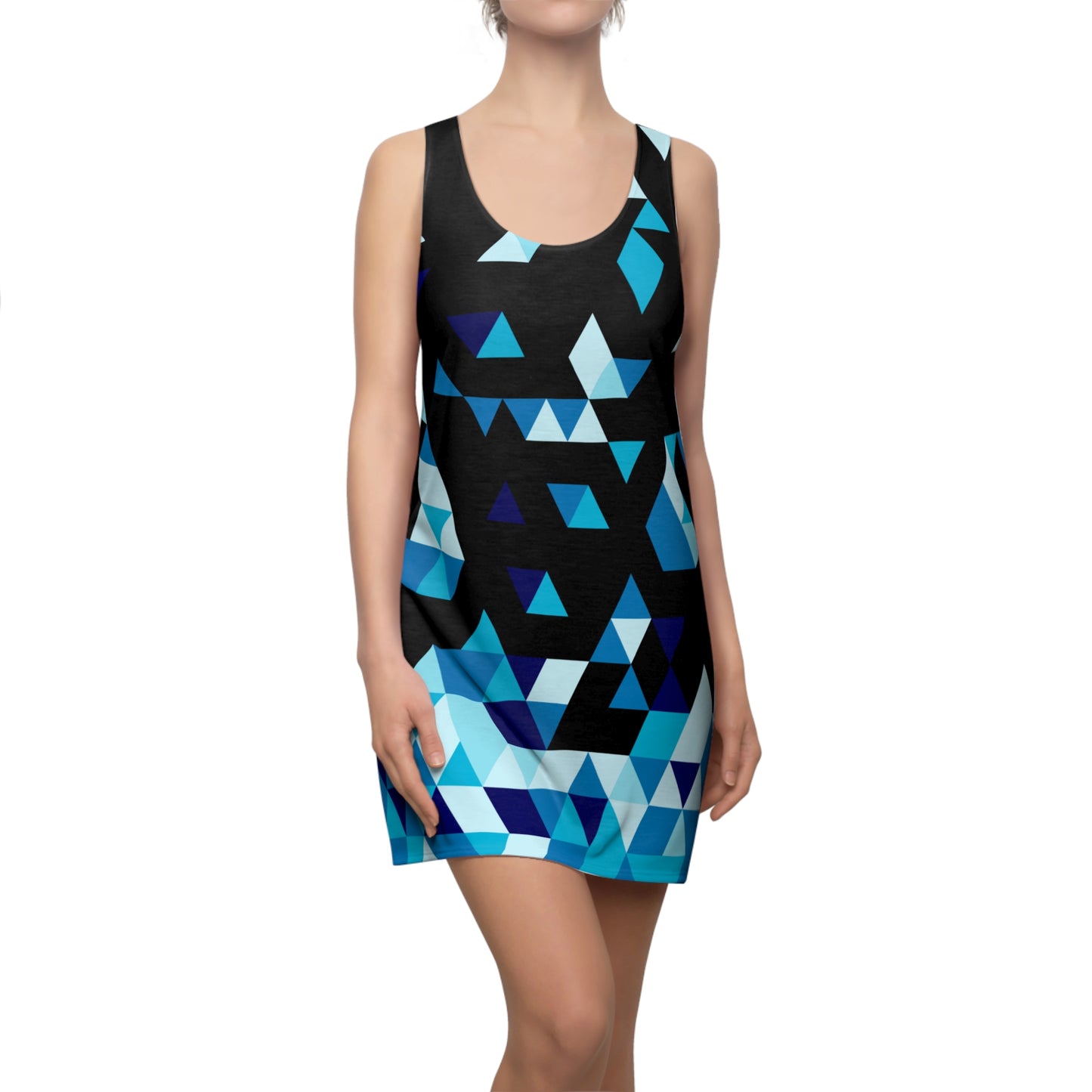 Dreieck Racerback Kleid – Blau Schwarz Sommerkleid