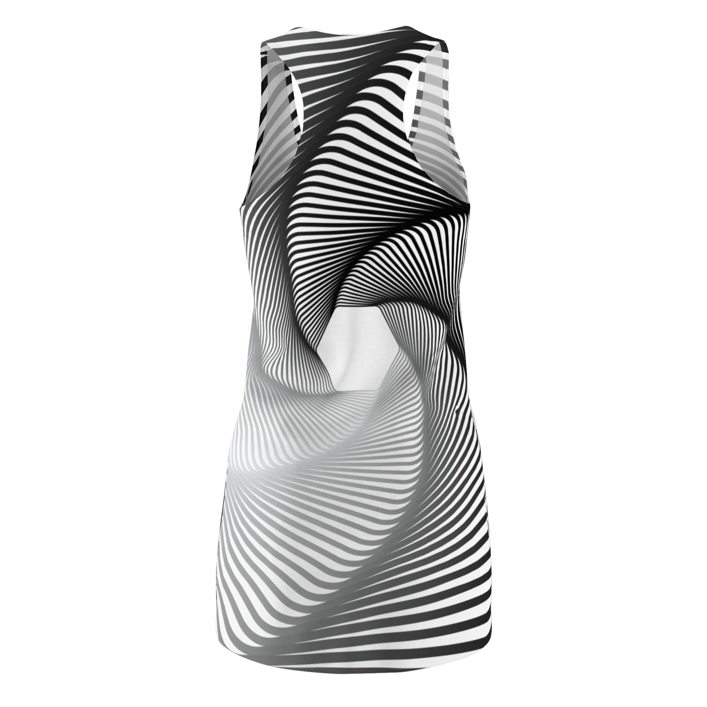 Schwarz Weiß Spirale Racerback Kleid – Stilvolles Sommerkleid