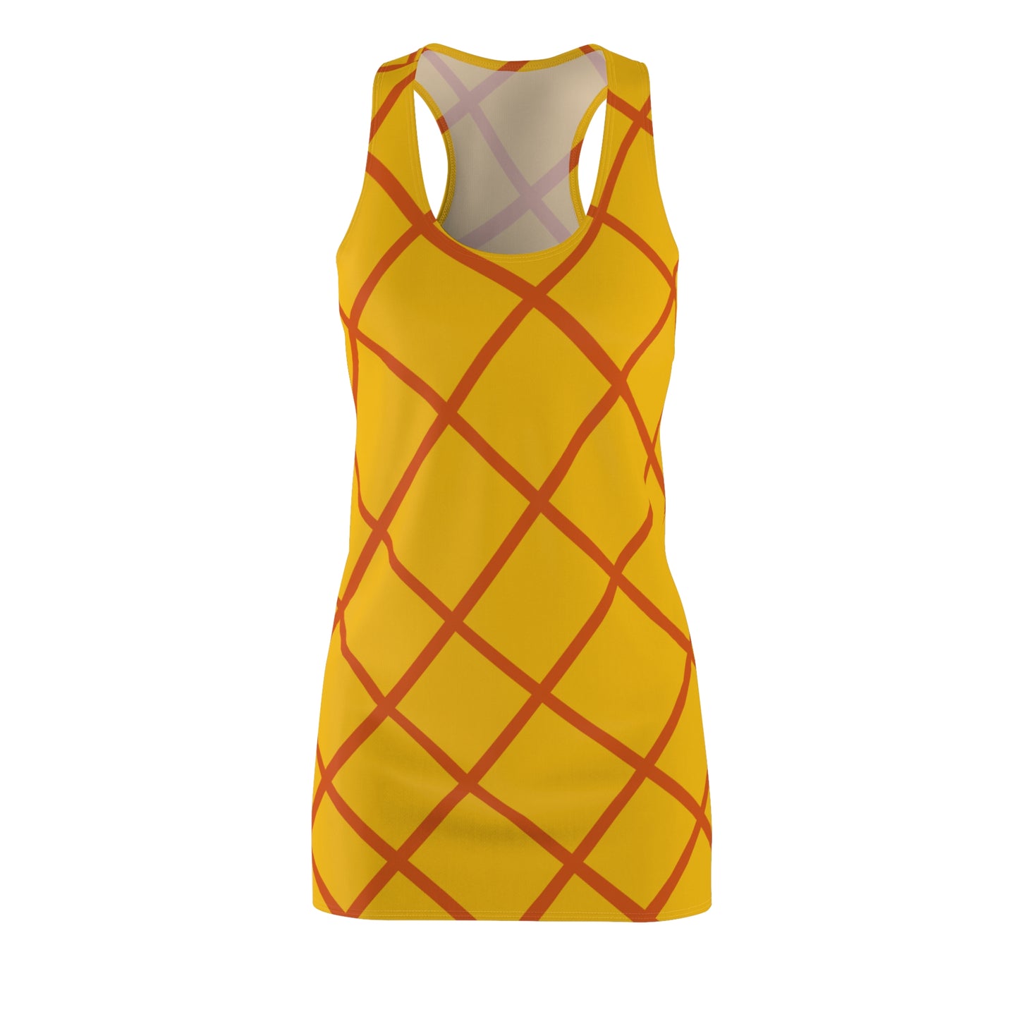 Gelb Orange Karo Racerback Kleid – Elegantes Sommerkleid