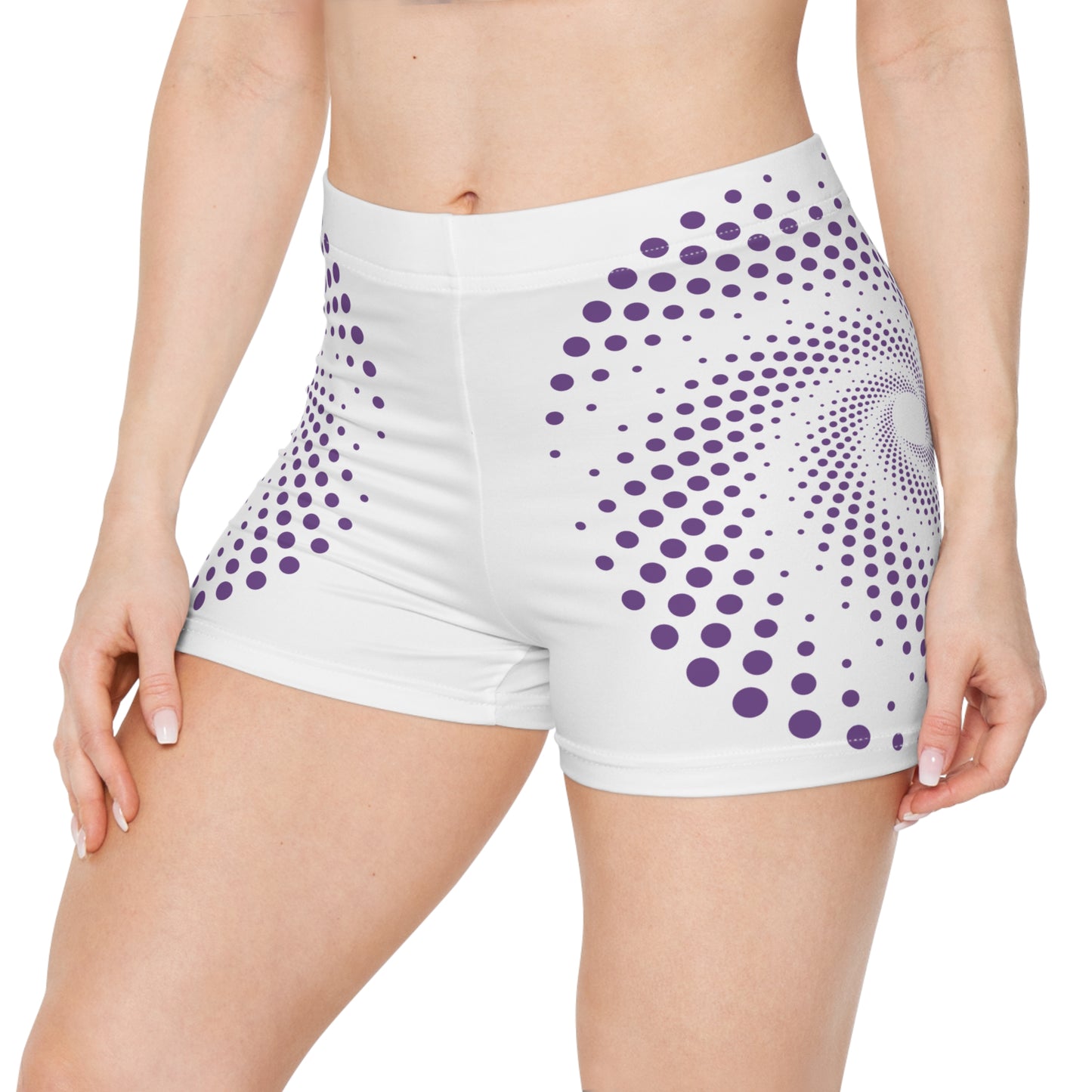 Damen Shorts Violett Punkte Muster Sommer Activewear Strand