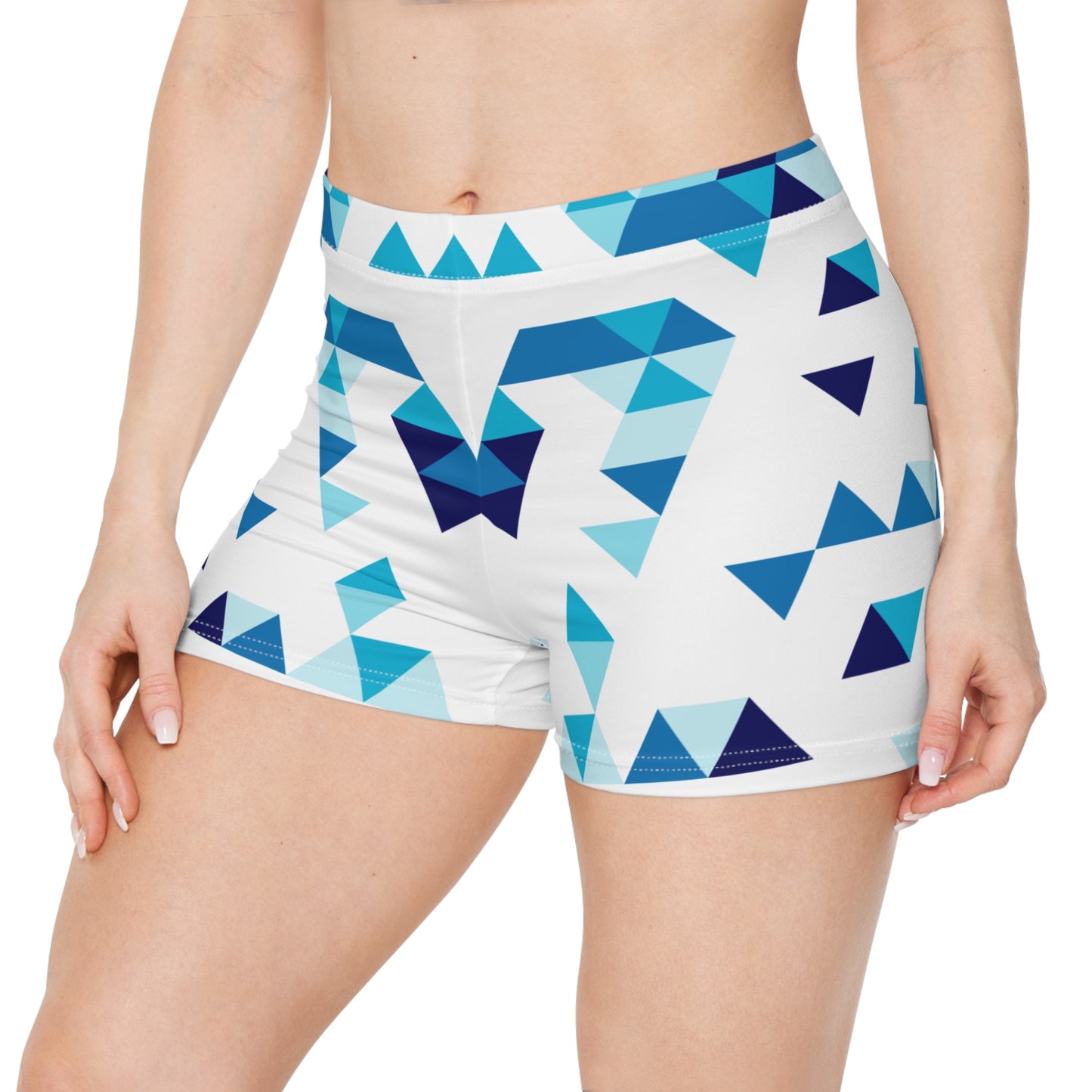 Geometric Blue Womens Shorts Sport Summer Lounge Beach