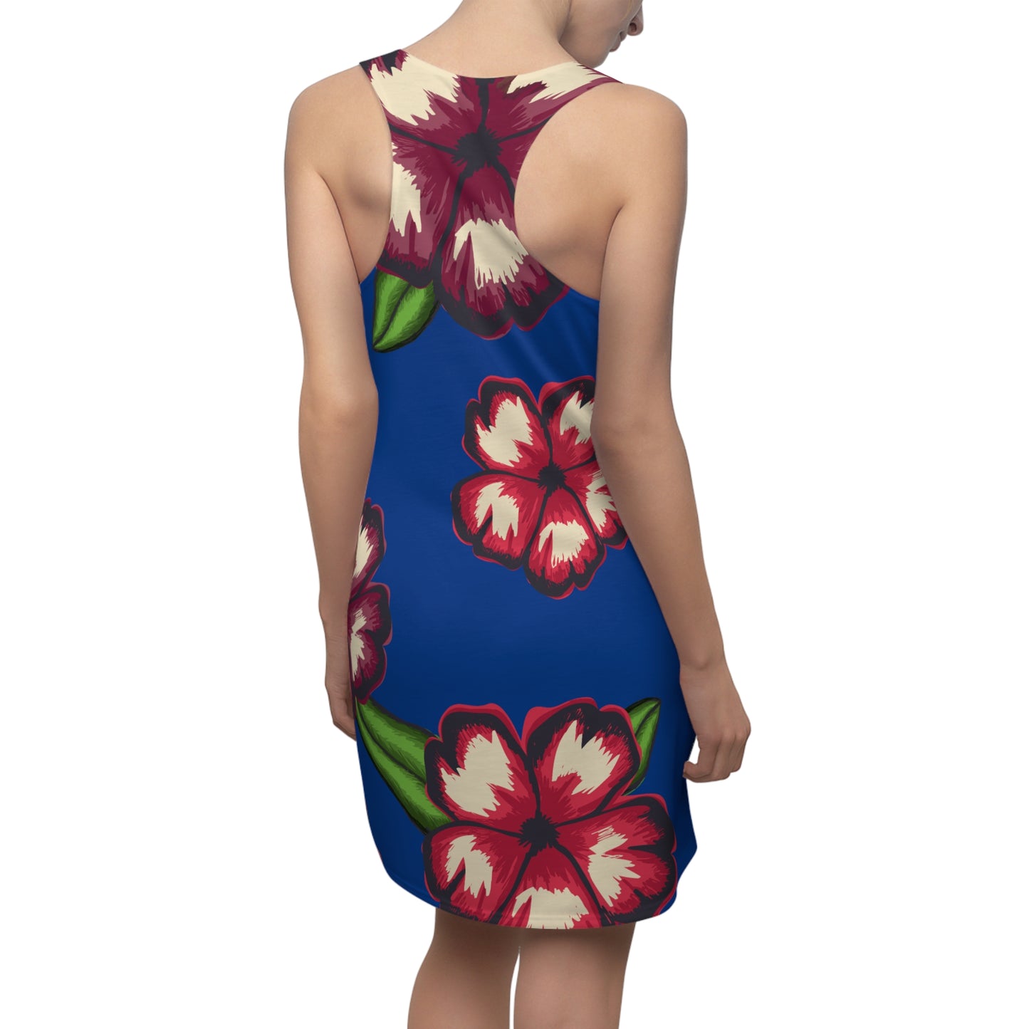Blaues Hibiskus Racerback Kleid – Stylishes Sommerkleid