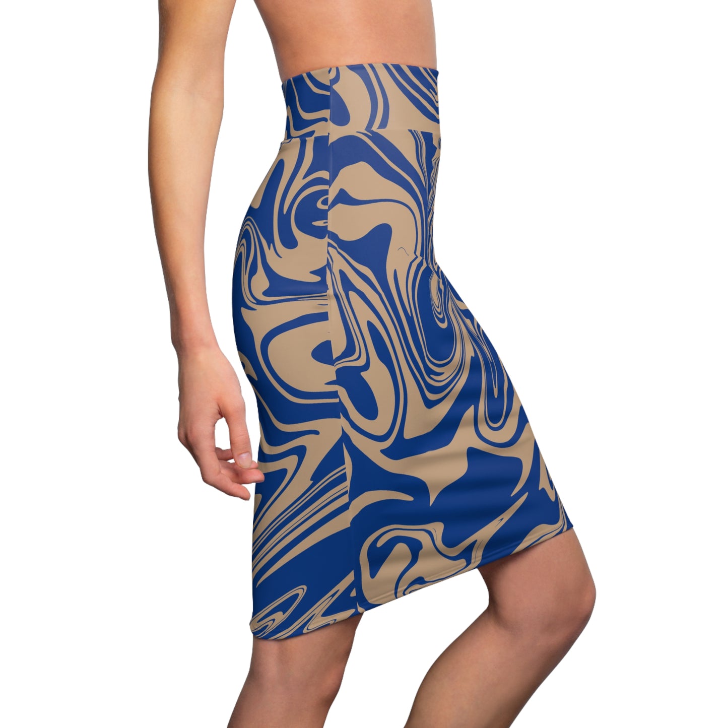 Damen Rock Marmor Print Bleistift Elegant Business Casual